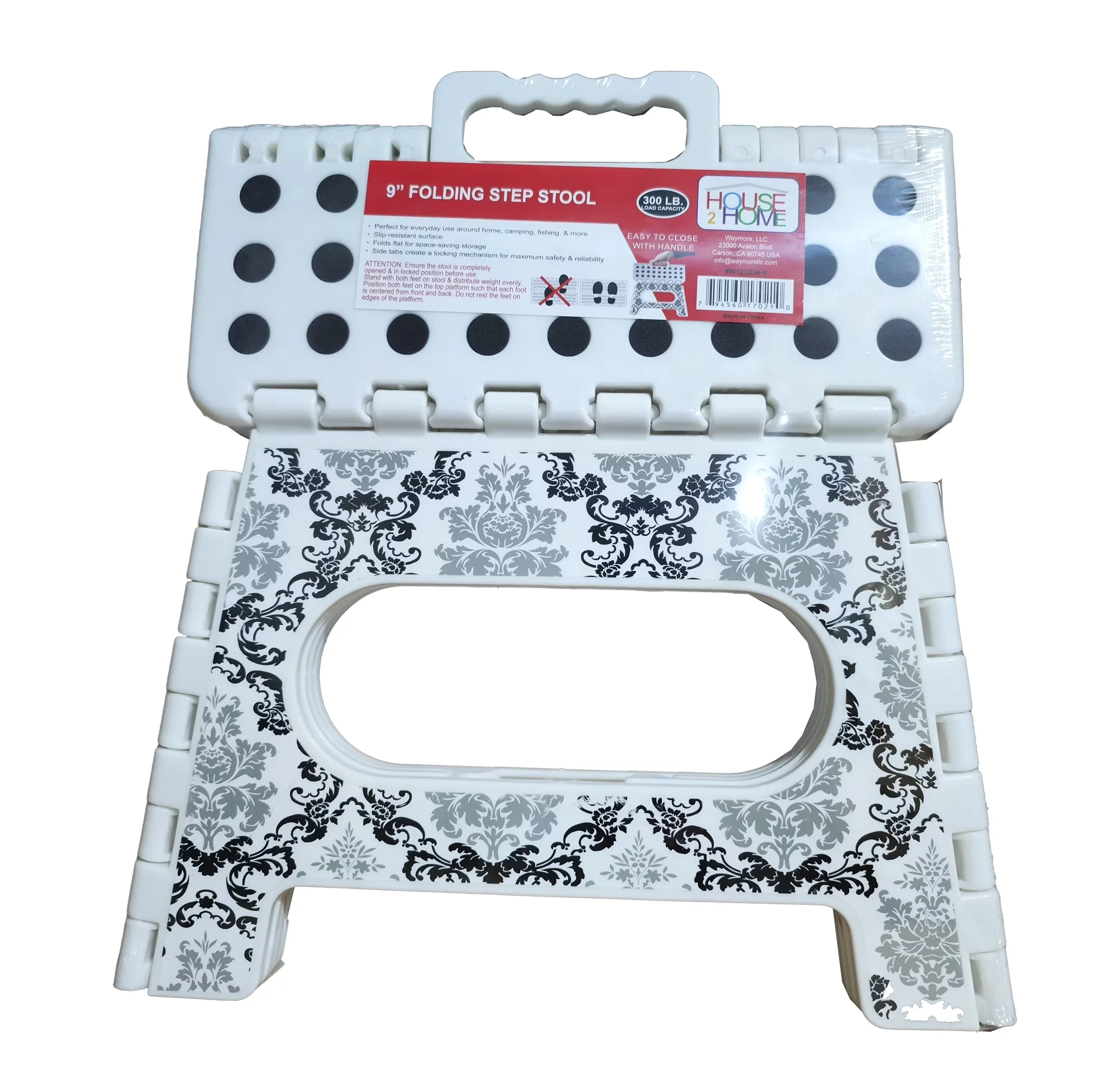 Efficient Ladders And Step Stool with Foldable, Light Weight & Strong Plastic Structure, Decorated Panels - Plastic White Model CFC32D