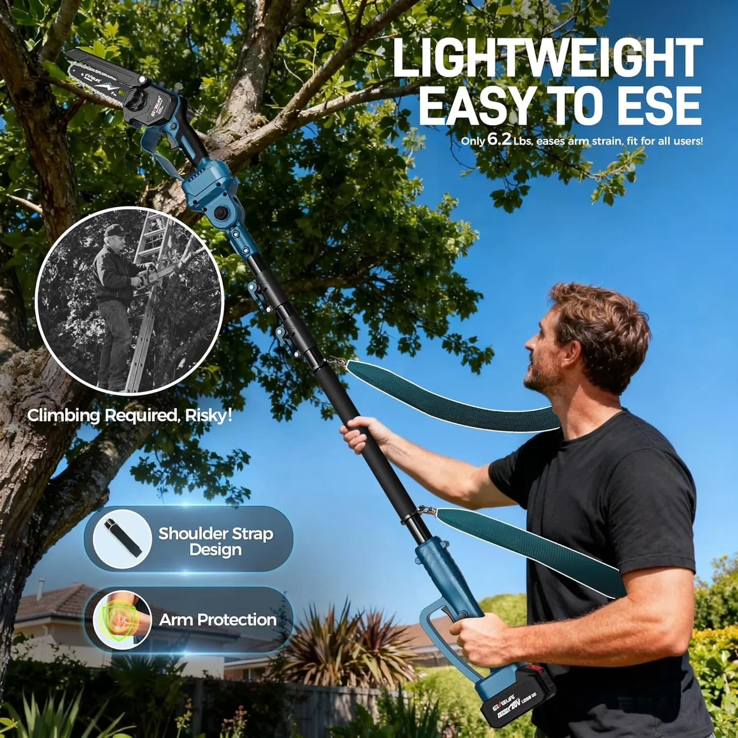 Modern Pole Saw with Battery, Telescoping, 2-in-1 Cordless - 15FT - Universal Fit Model DA2B4D