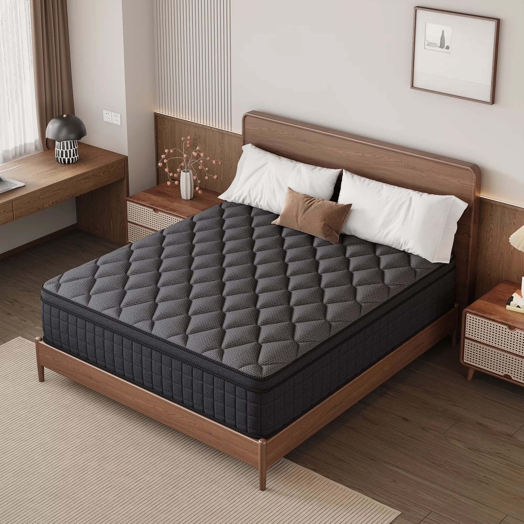 Versatile Mattresses Accessory with Individually Wrapped Pocket Coils, Cooling Gel Memory Foam Mattress - Breathable Fabric, Memory... Model D65F42