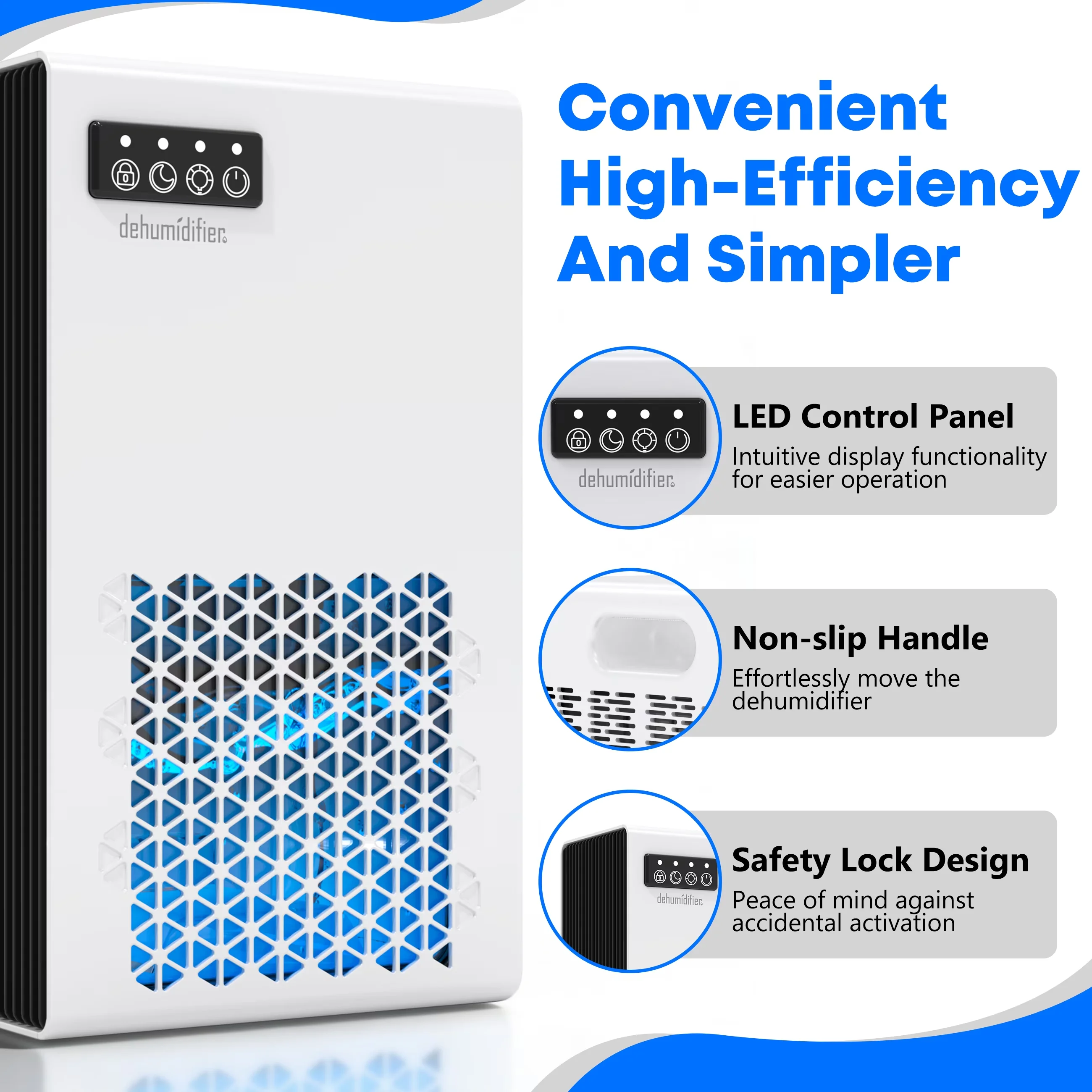 Innovative Dehumidifier with LED, Automatic Shut-Off, 95 oz Water Tank - White Model C55B85