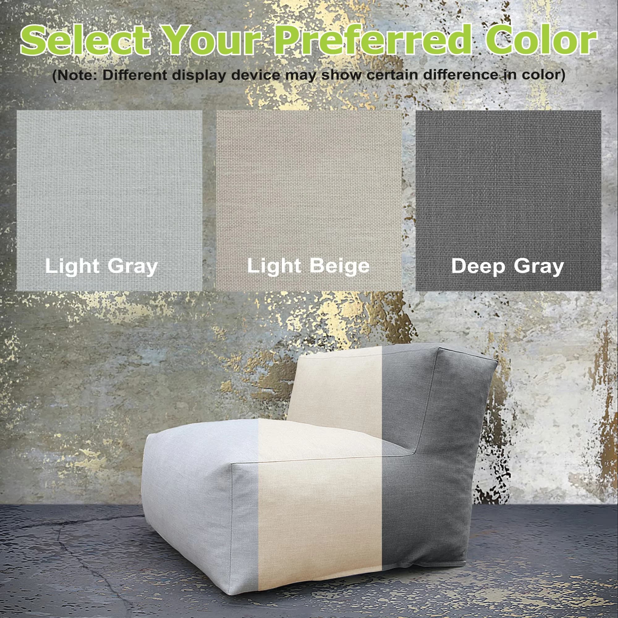 Modern Beach Chair with Traditional, Removable Cover, Washable - Beige Olefin Fabric, Foam Filling Model 655872