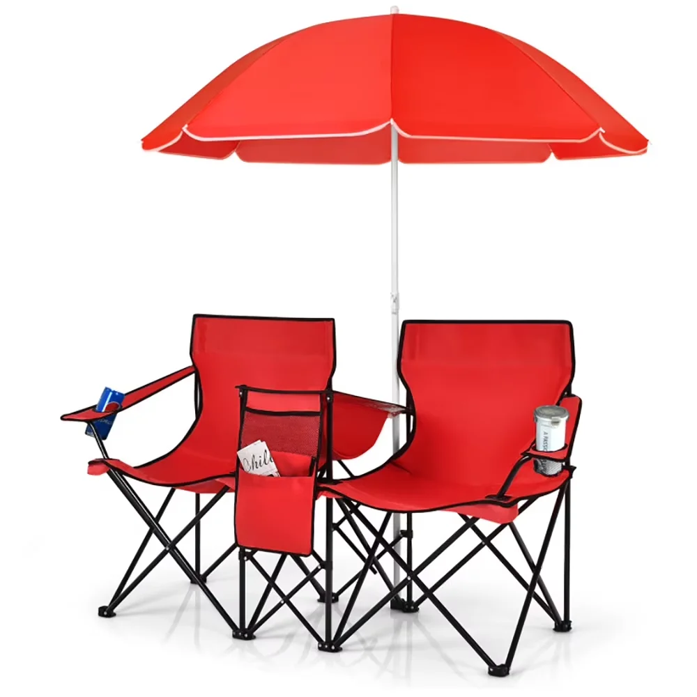 Compact Beach Chair with Weather-Resistant, Waterproof - Red for Camping Model 0347B1