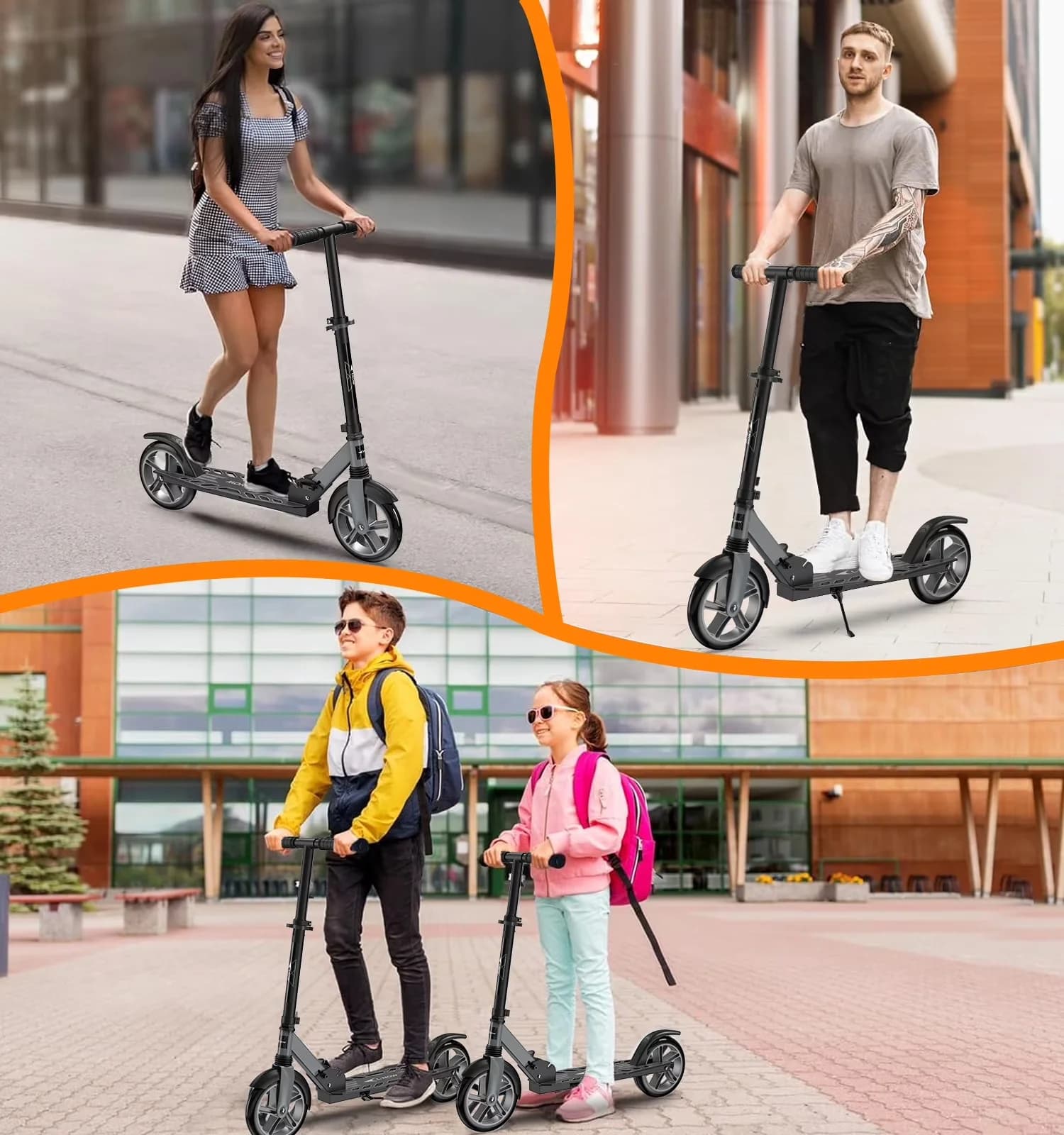 Scooter Versatile with Lightweight, Compact, Foldable - Aluminum Alloy Gray Model E86A92