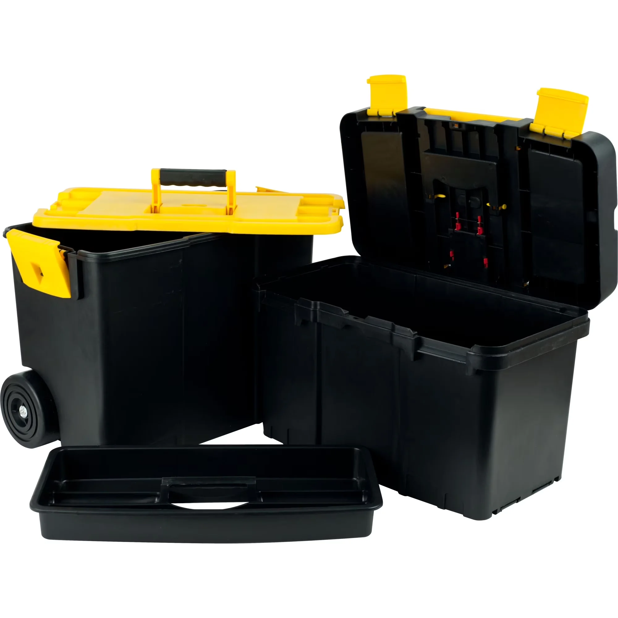 Sleek Toolstorage with Rolling, Portable Tool Box, Wheels - Plastic Black Model 2B90AF