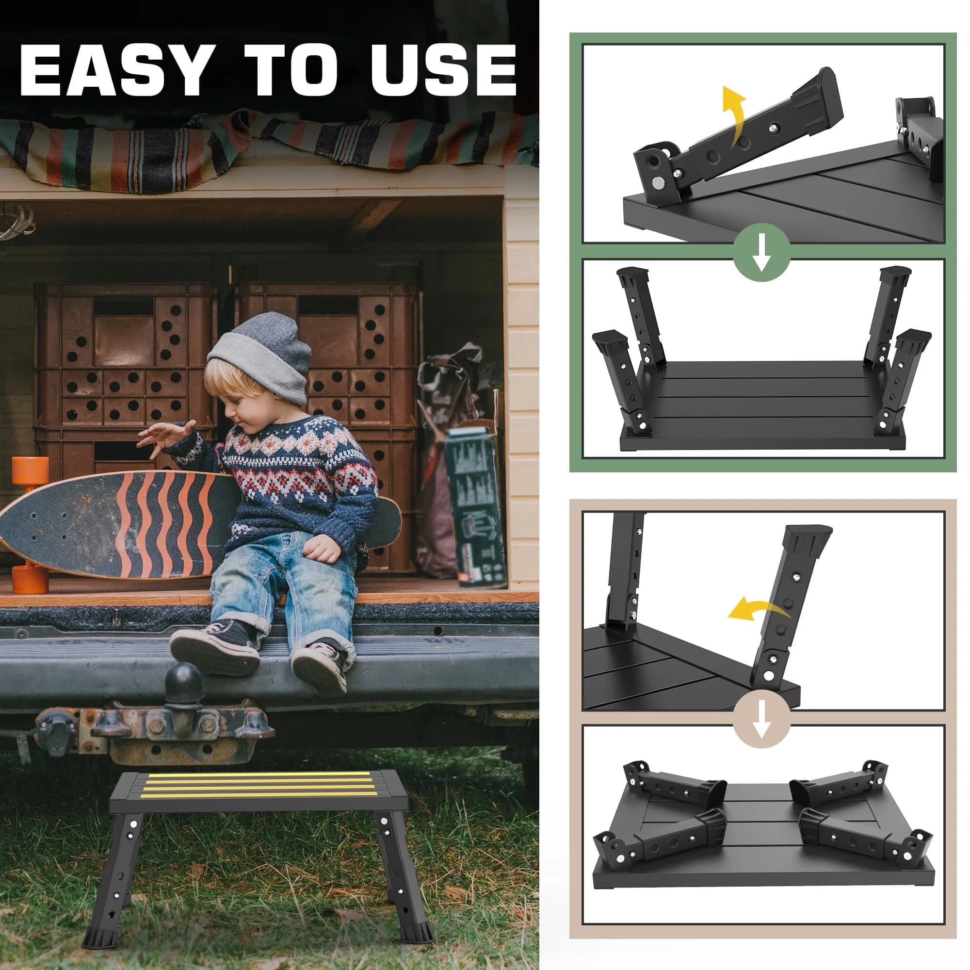 Ladders And Step Stool Modern with Adjustable Height, Anti-Slip, Foldable - Aluminum Model 5E8D19