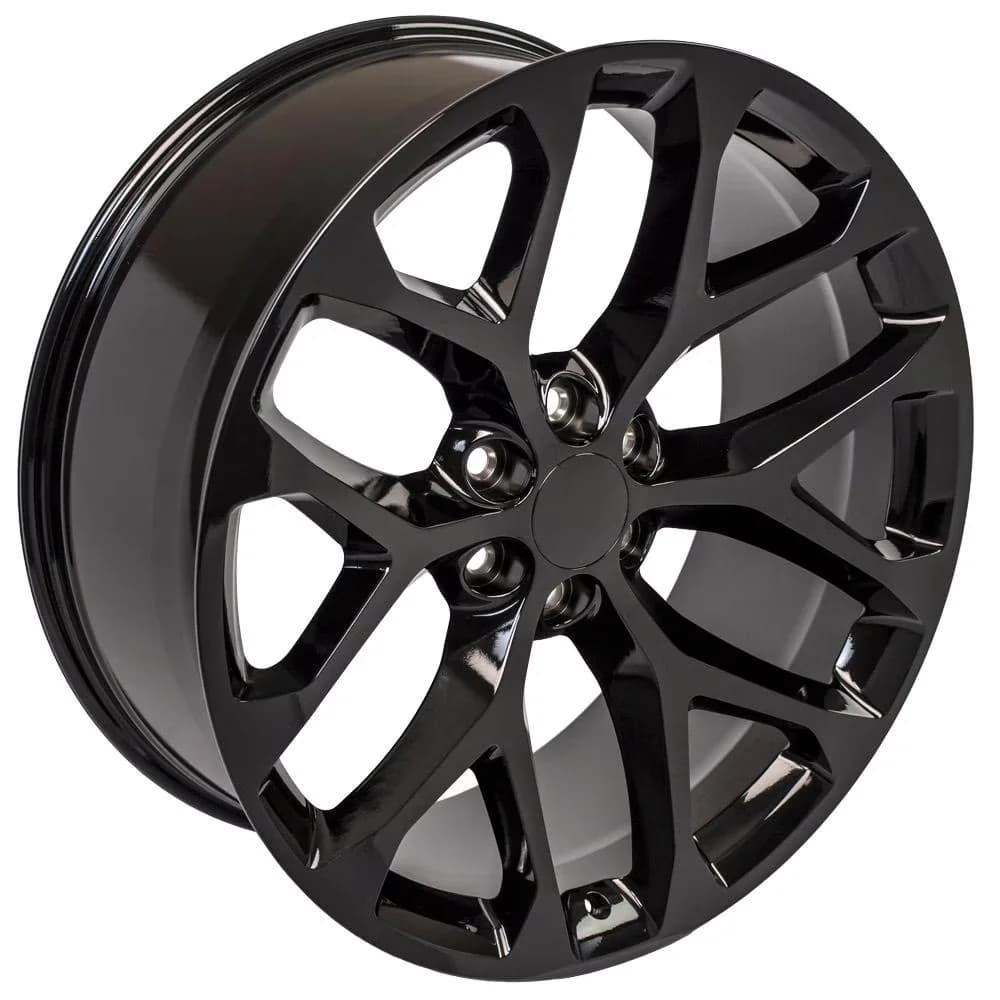 Professional Wheels And Rim with CV98 24x10 Snowflake, 6x139.7, Gloss Black 24 Inch Rims - Aluminum Black Model 710EAF