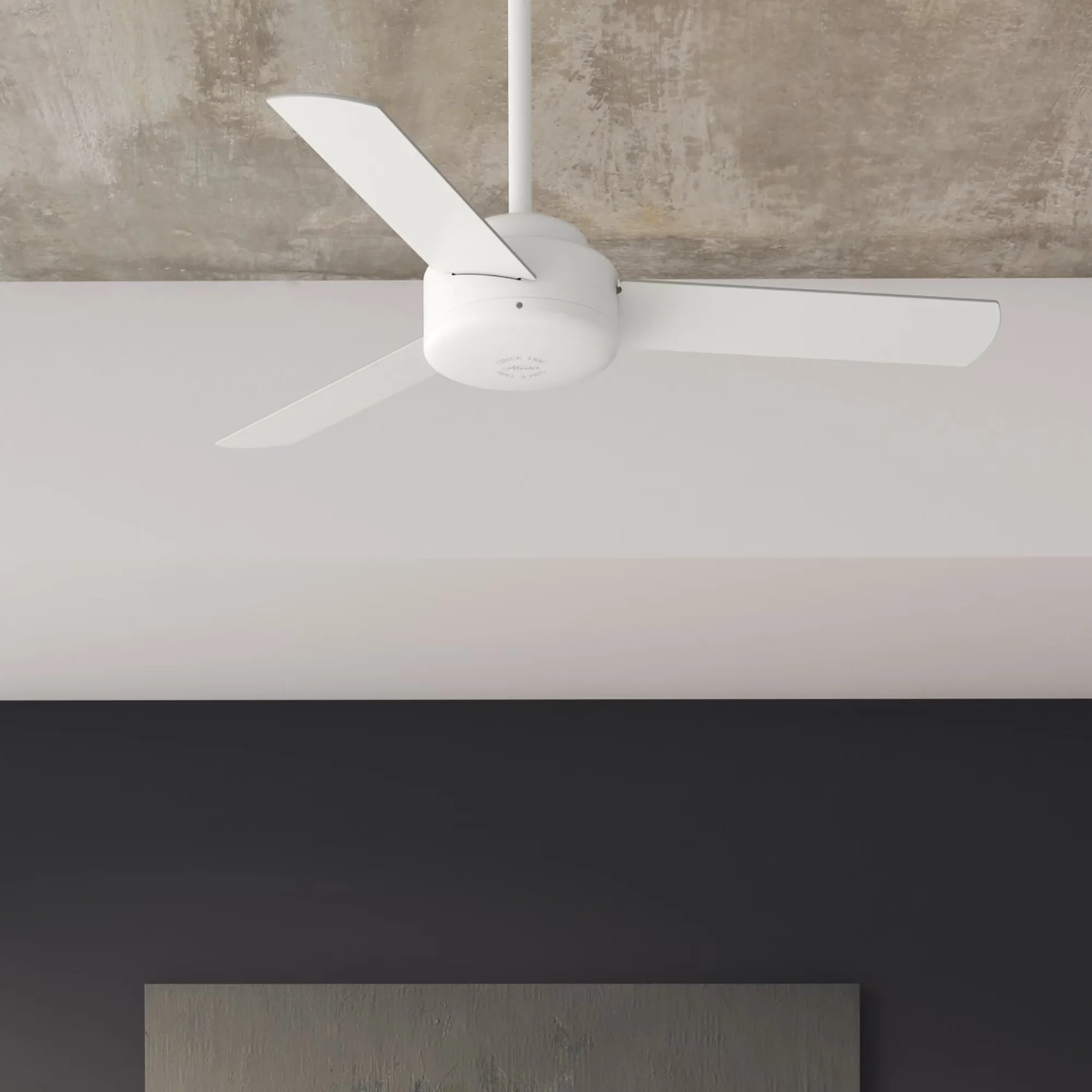 Compact Ceiling Fan with Industrial, Reverse Airflow, 44 inch Indoor No Light - No Shade White Model 09C86F