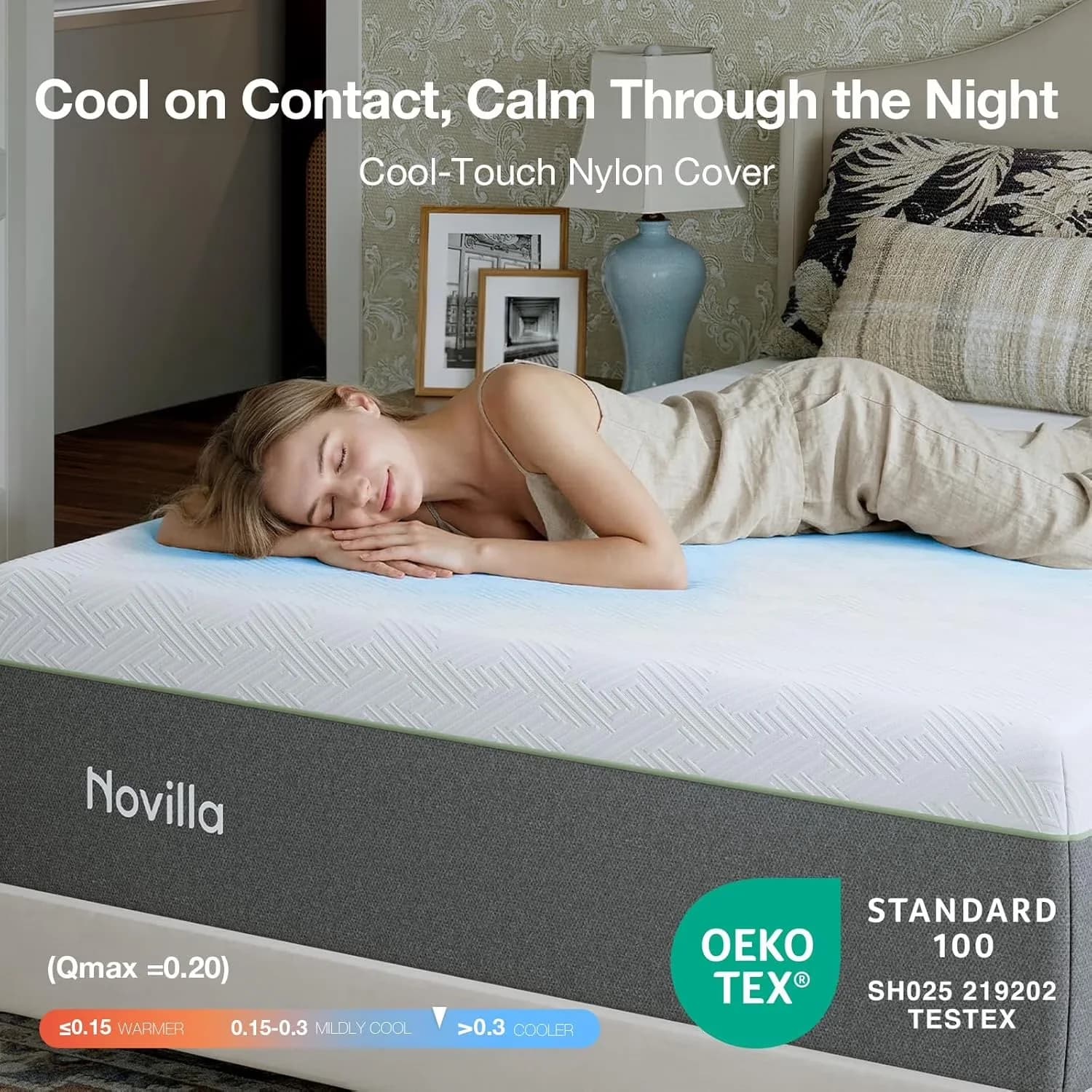 Mattresses Accessory Compact with Breathable Construction, Mattress-In-A-Box, Bliss Green Tea Queen Mattress - White Gel Memory Foam Model 547E06