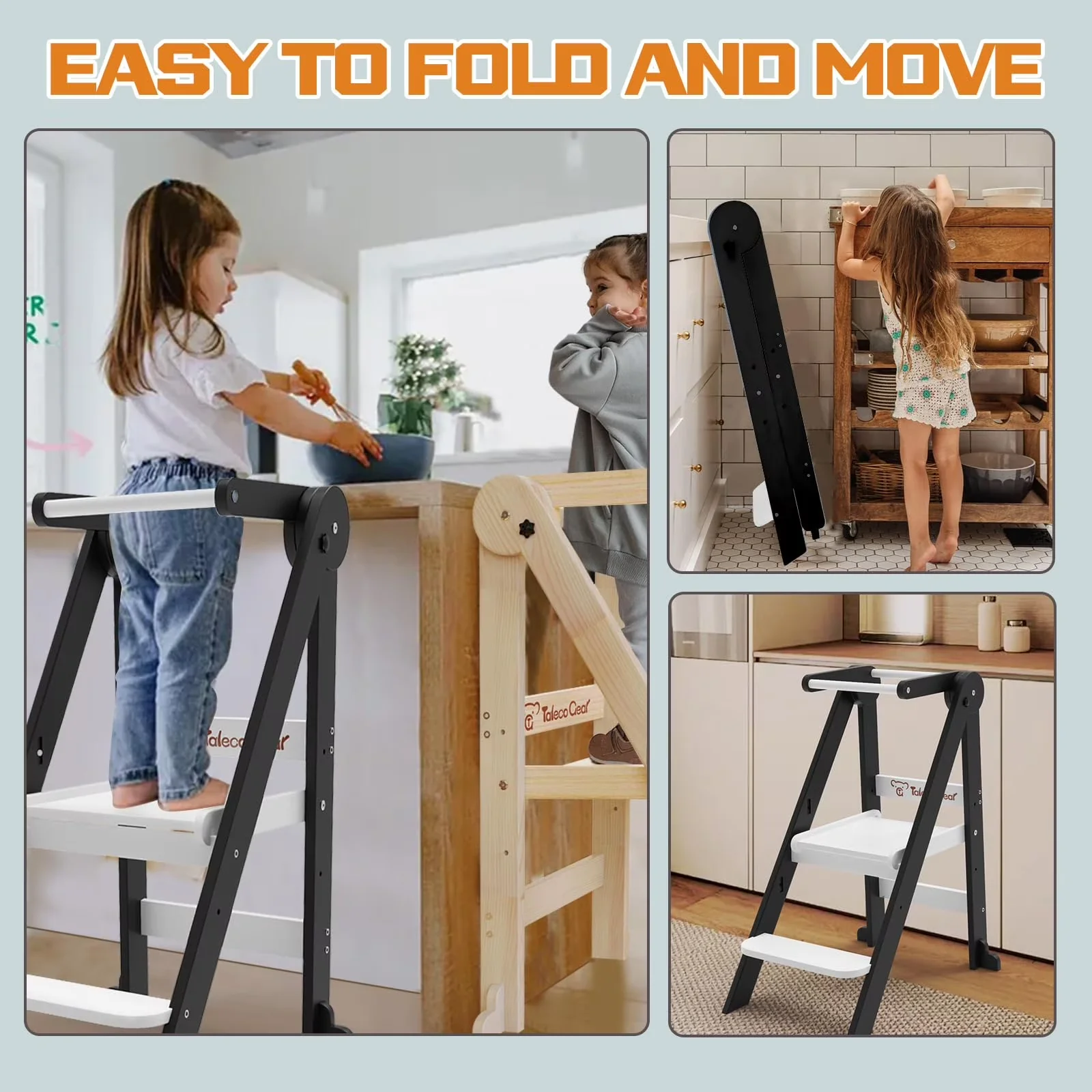 Ladders And Step Stool Efficient with Adjustable Height, Foldable - Wood Model 32BD34