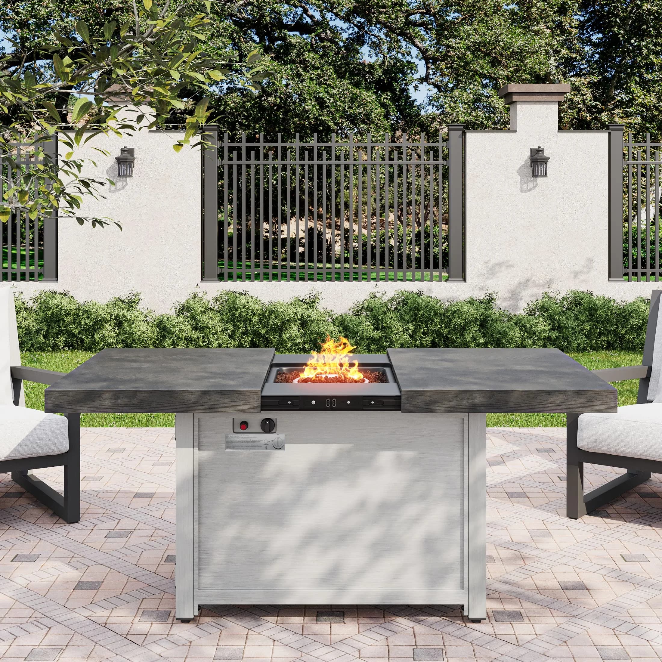 Modern Outdoor Heating with 50000 BTU, Lid - Gray Aluminum + Galvanized Steel Model 6AA706