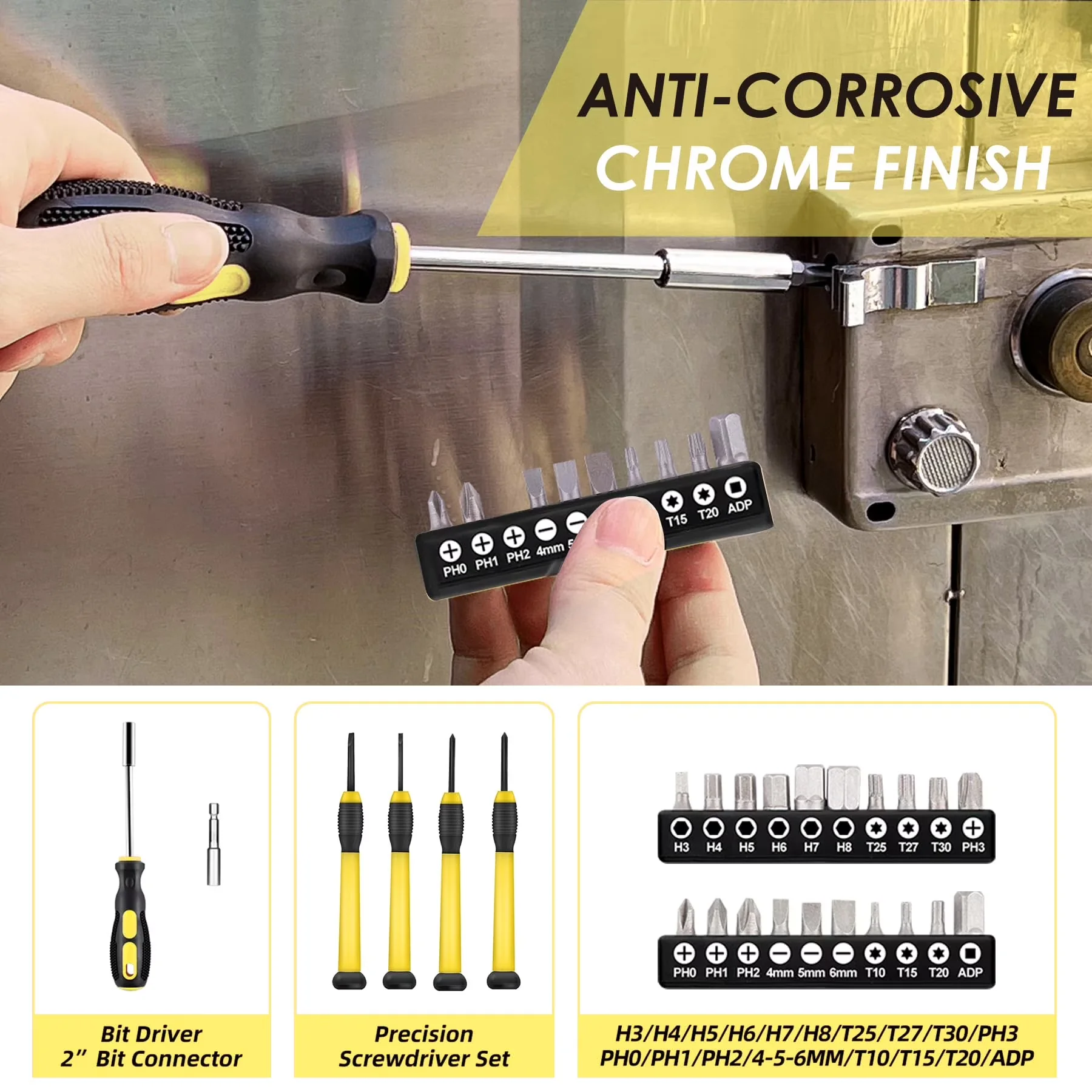 Compact Hand Tool Set with Corrosion Protection, Easy To Operate - Yellow for Home, Dormitory Model 799C69