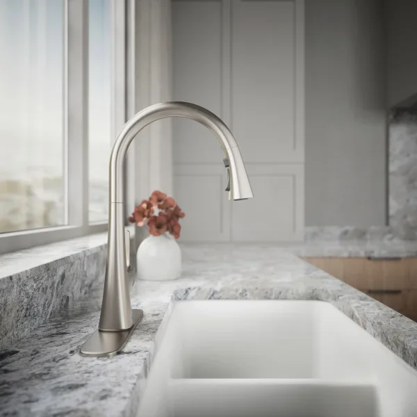 Quality Kitchen Renovation with Guild Pull-down Sink Faucet, Three-function Sprayhead Stainless Steel - Silver Stainless Steel Model 7460B9