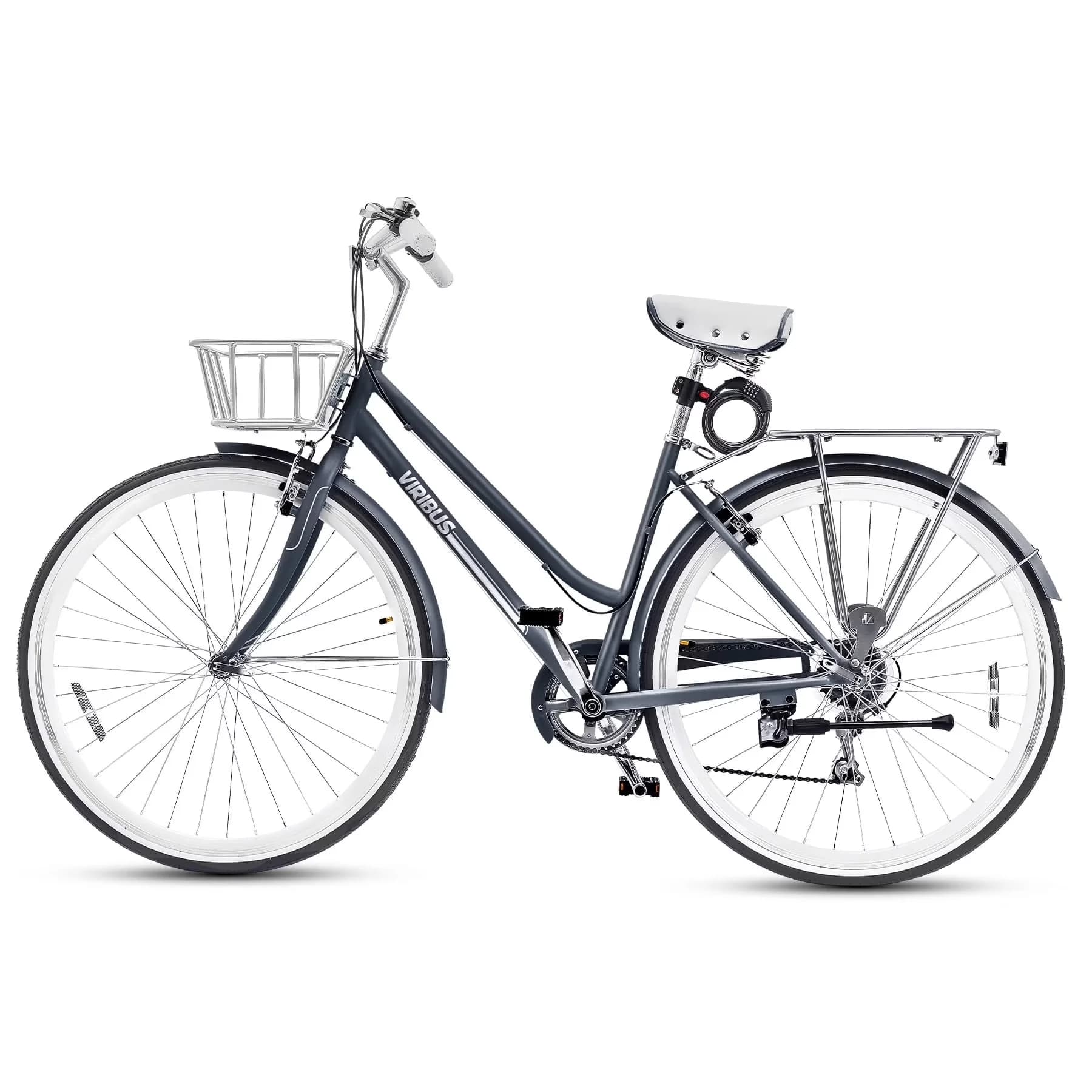Sleek Cruiser Bike with Hybrid, Blue, 700c City Commute - Black - Traditional Style Model E96254
