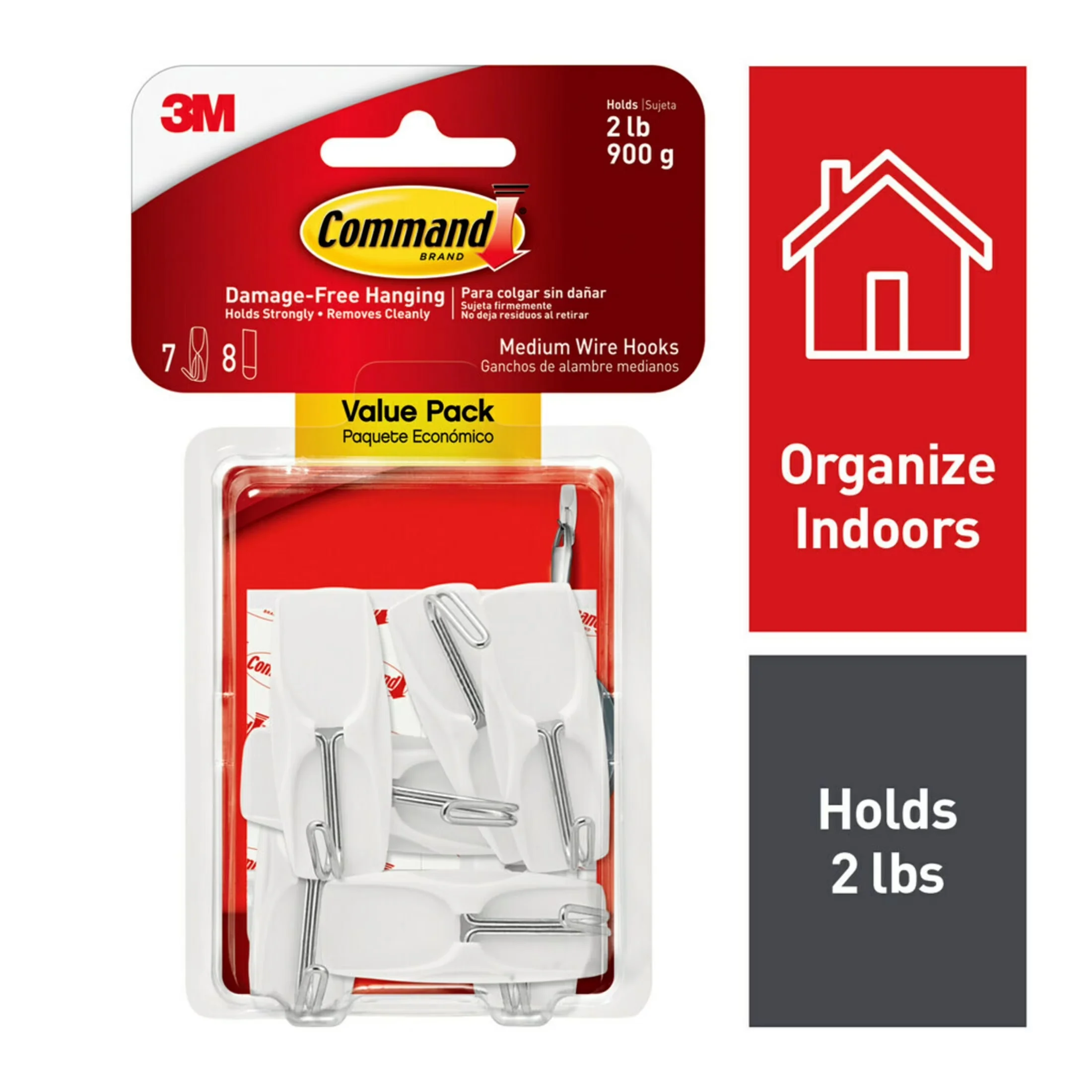 Versatile Damage-Free Hanging with Wall-Mountable, White, Medium Wire Toggle Hooks - Plastic M Model B3FFB3