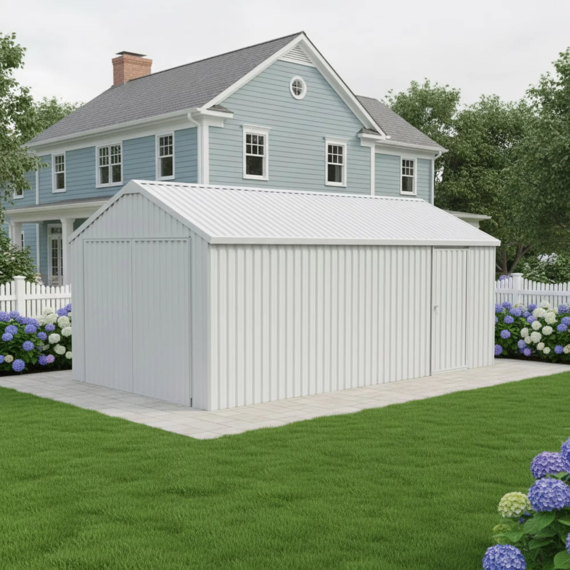 Stylish Shed with Water-Resistant, Waterproof, Rust Resistant - Off-White Q235 Metal for Car, Garden Model 0942B9