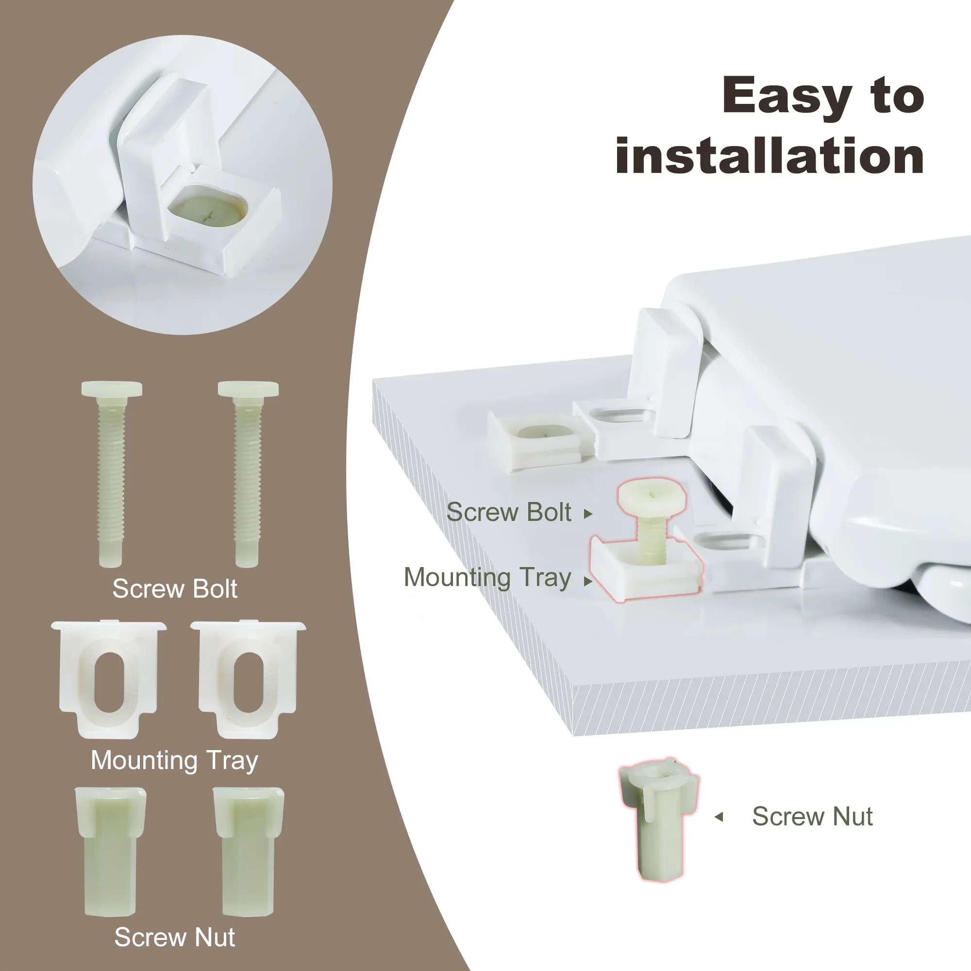 Sleek Toilet Seats And Lid with Slow Close & Quick Release Hinges, Easy Clean PP Material (Elongated 18.5'' - Pp White Model 122FB6