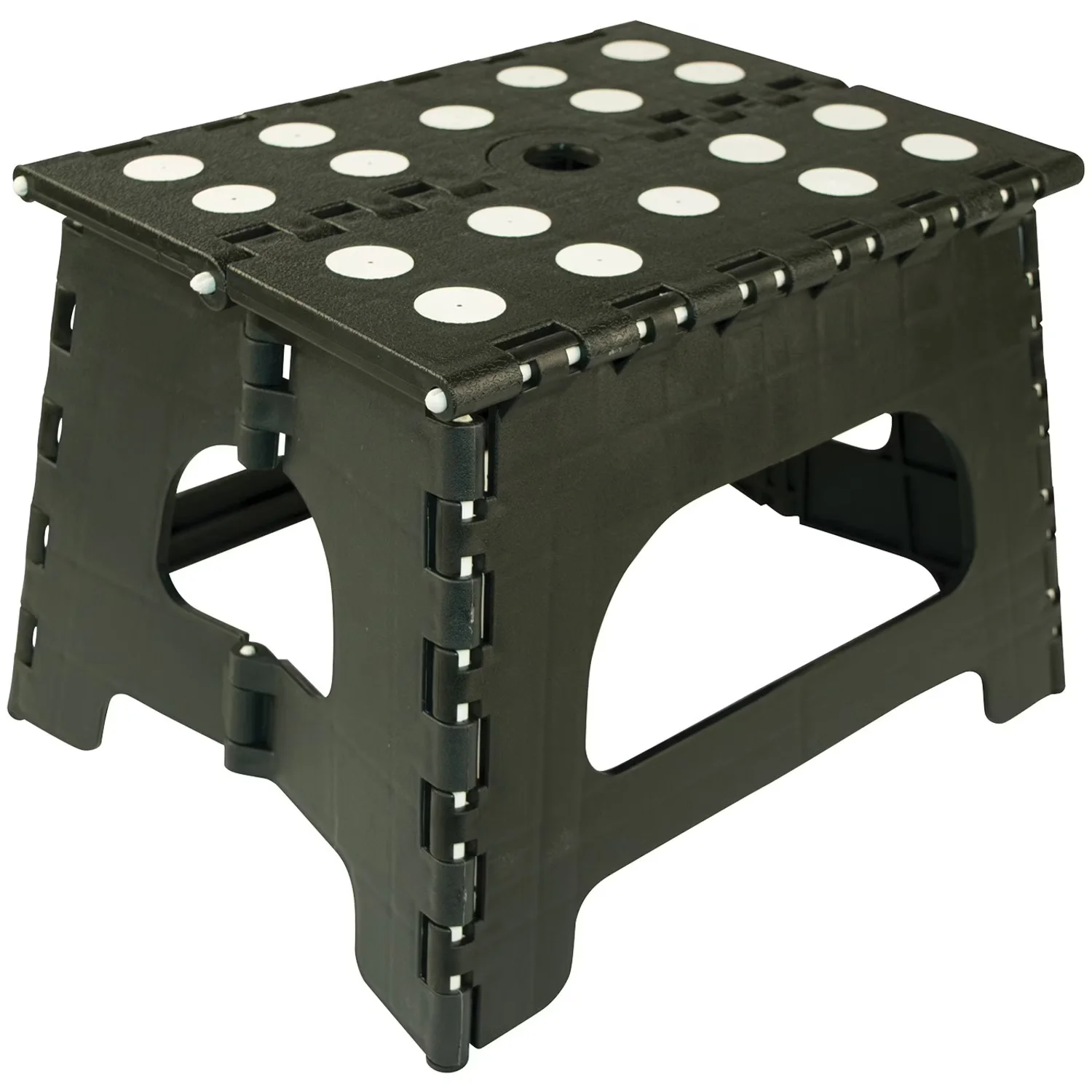 Sleek Ladders And Step Stool with Anti-Slip, Foldable, Stands at 9" tall when unfolded - Black Plastic, Rubber Model 5C816C