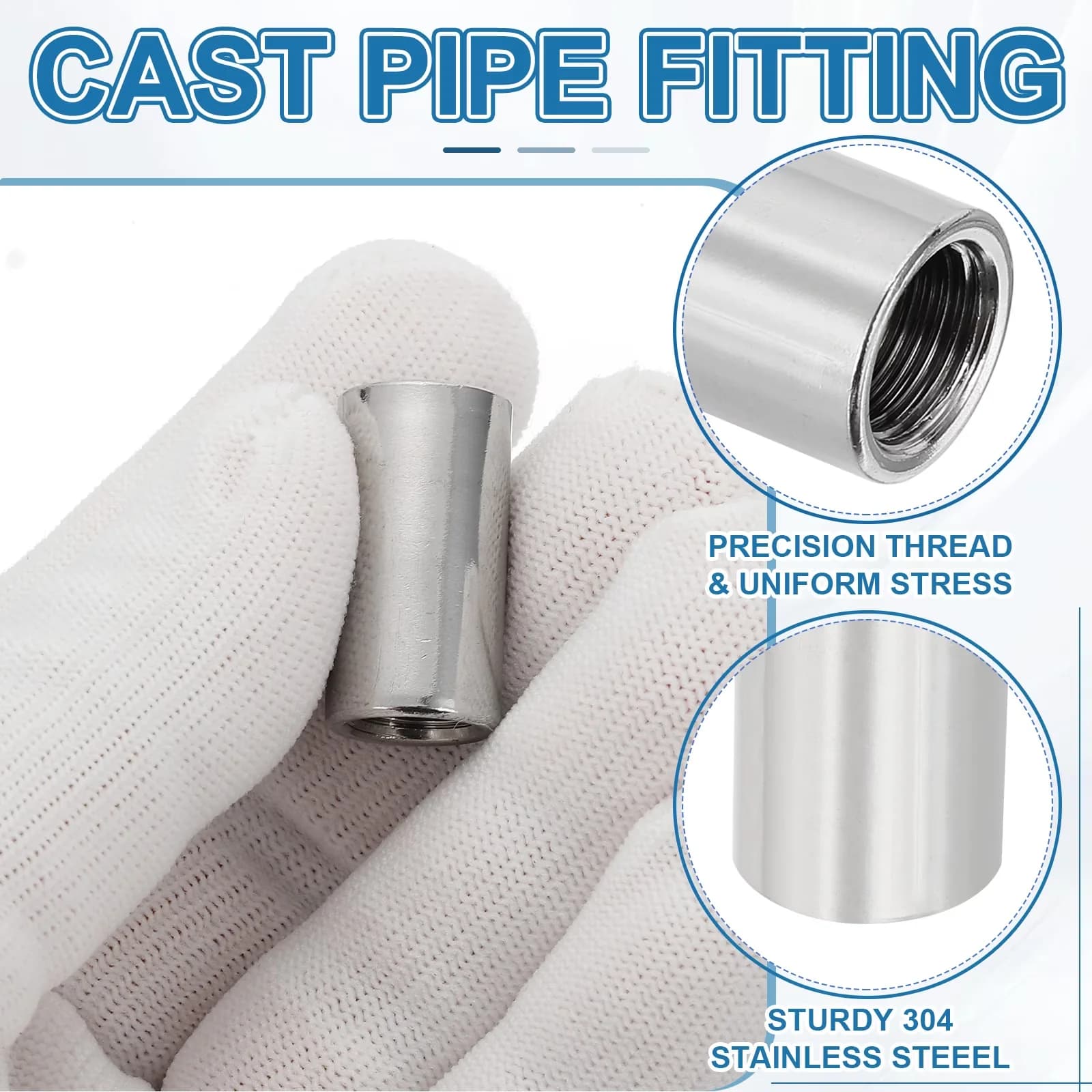 Compact Plumbing with Durable, Thread Size: 1/8" x 1/8" Female BSP - Silver Stainless Steel Model F5EAEA