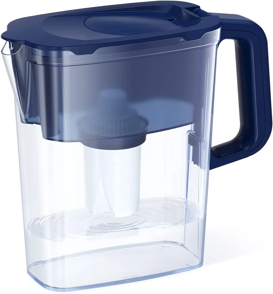Versatile Water Filtration with Ideal, Dark Blue, Fits in the Fridge Door - Blue Bpa Free Plastic Model 7C2EDA