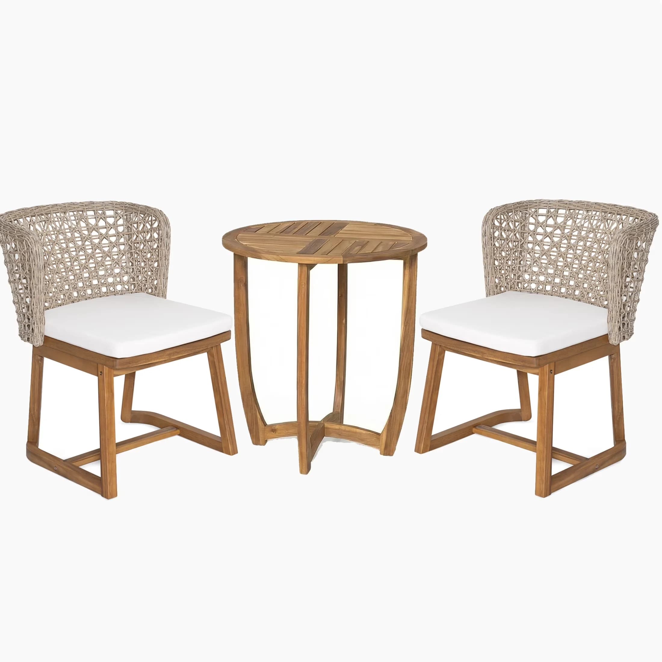 Efficient Patio Dining Set with Weather-Resistant, Water-Resistant - Acacia Wood + Wicker + Water Resistant Cushion Brown Model 19939F