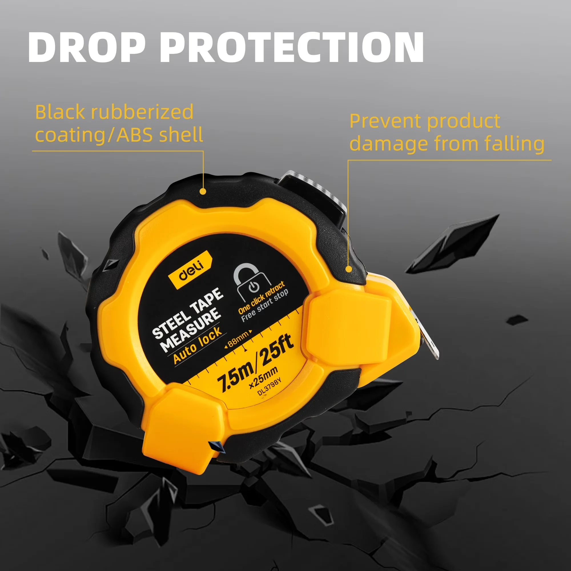 Stylish Measuring Layout with Easy To Read, Auto Lock, Heavy Duty - Yellow Plastic Model 947740