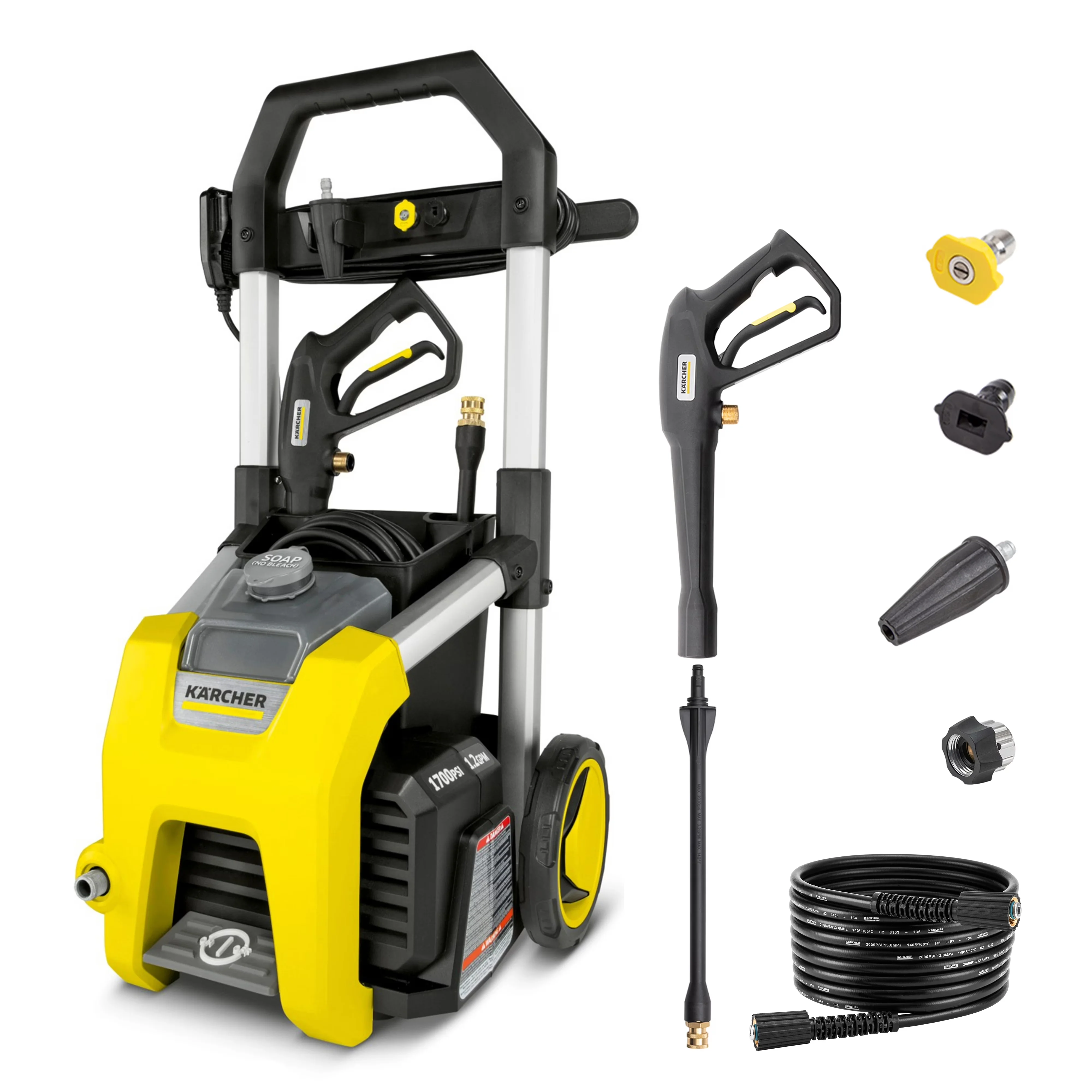 Stylish Pressure Washer with Quick Connect Tips, Kärcher K1700, 3 Spray Nozzles - Model 52C874