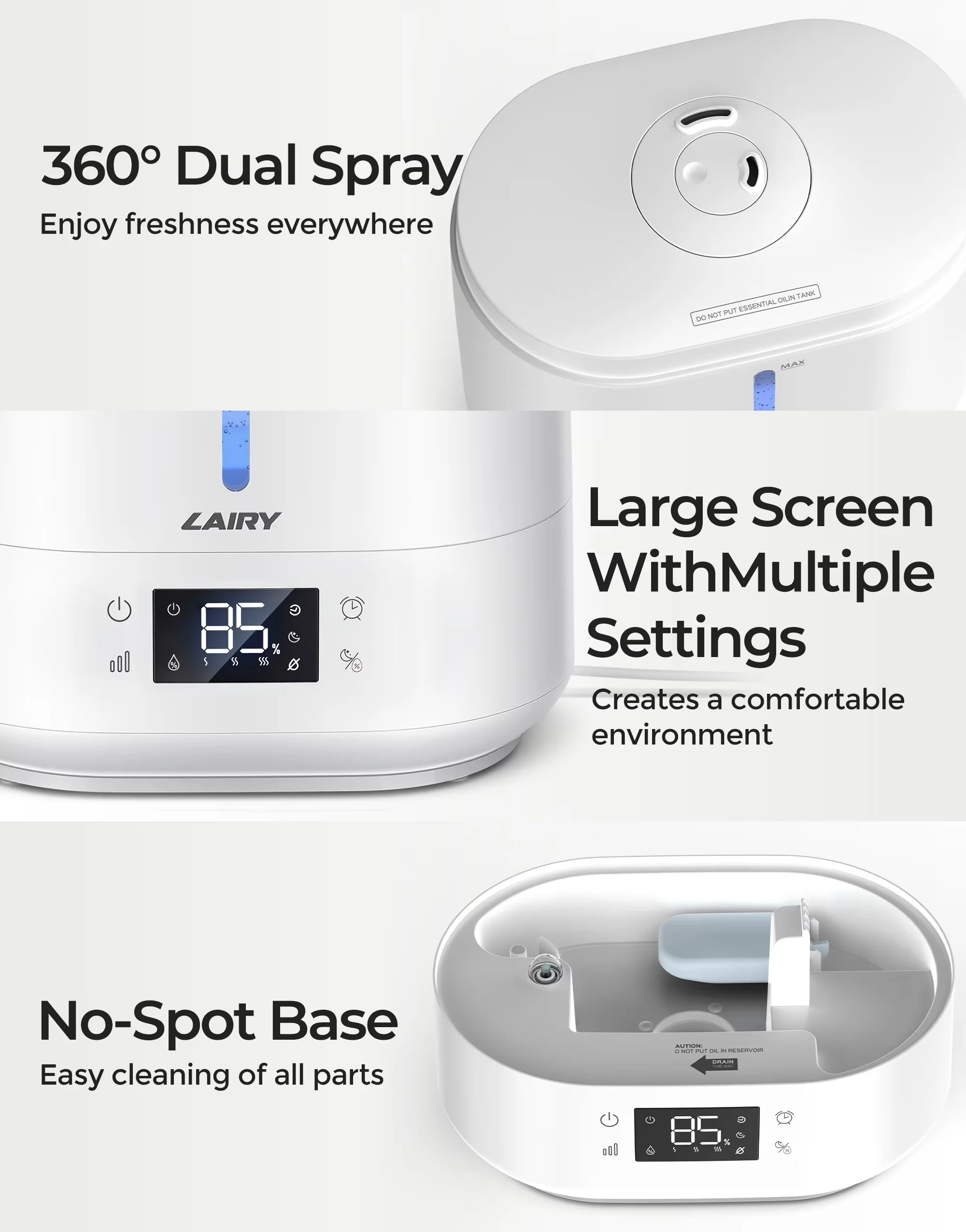 Humidifier Durable with Adjustable Humidistat, 6L Top Fill Humidifiers - White Model ECB74B