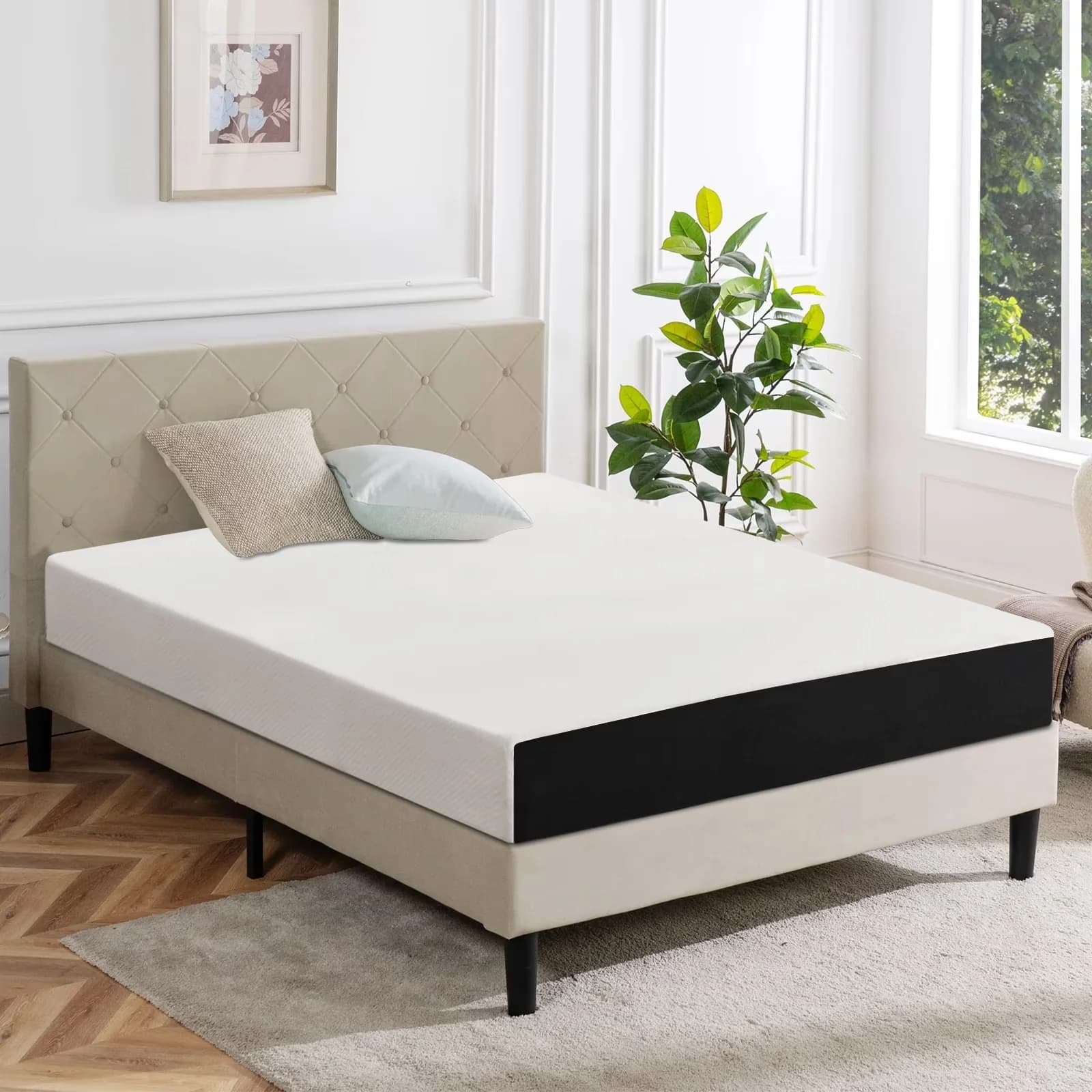 Mattresses Accessory Efficient with Hypoallergenic, Mattress-In-A-Box, Cooling Technology - White Memory Foam Model 62F614