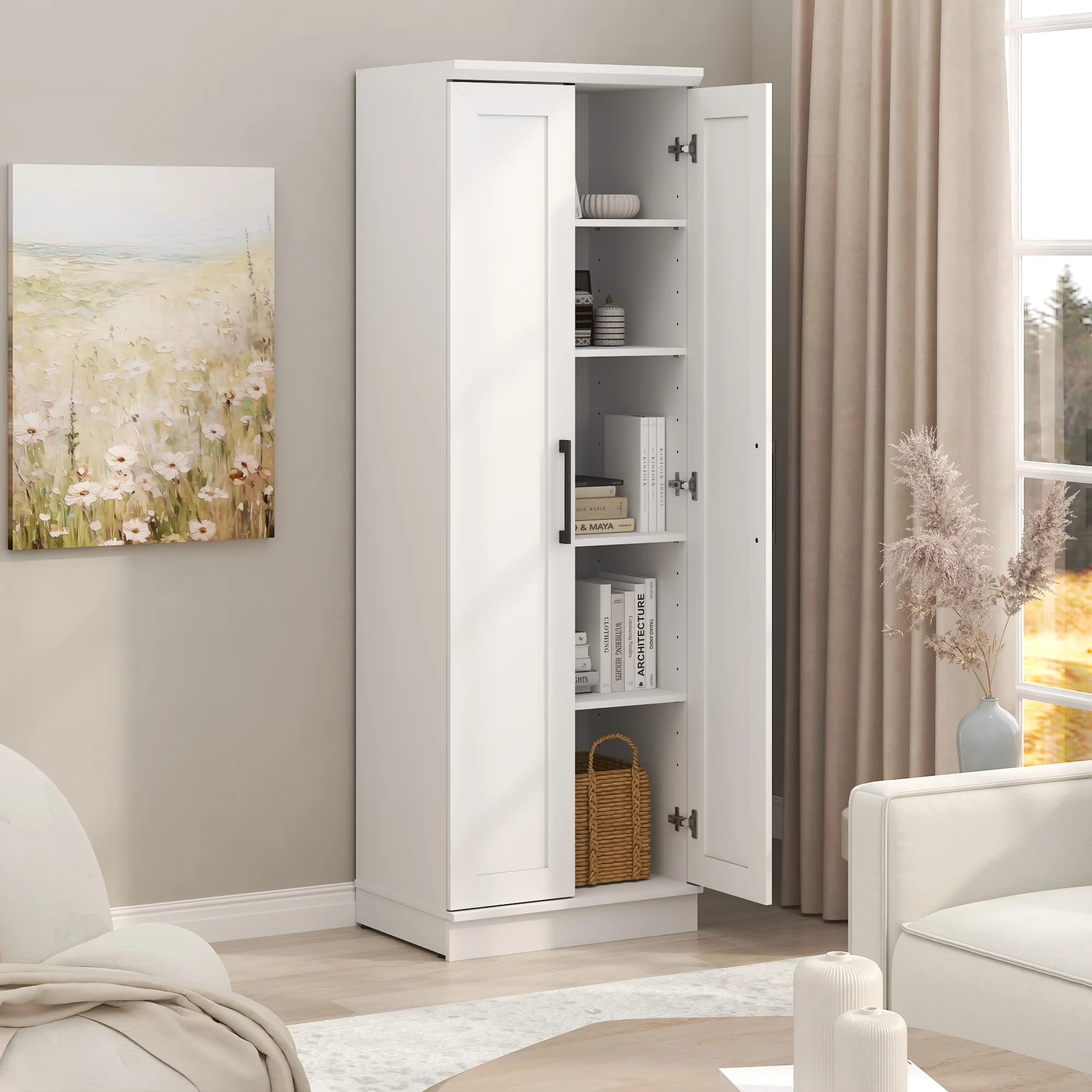 Kitchen Renovation Efficient with 23W, Modern, Adjustable Shelves - White Engineered Wood Model 2E2EE3