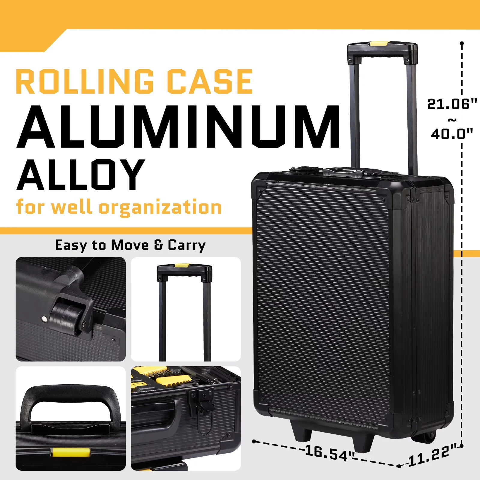 Sleek Hand Tool Set with Lockable, Organized and secured., Trolley Case - Black Model B67B07