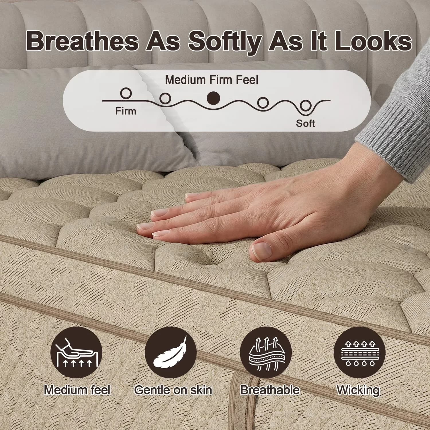 Sleek Mattresses Accessory with Mattress-In-A-Box, Queen Mattress 12inch, Safe & Healthy Materials: - Breathable Knitted... Model CB1139