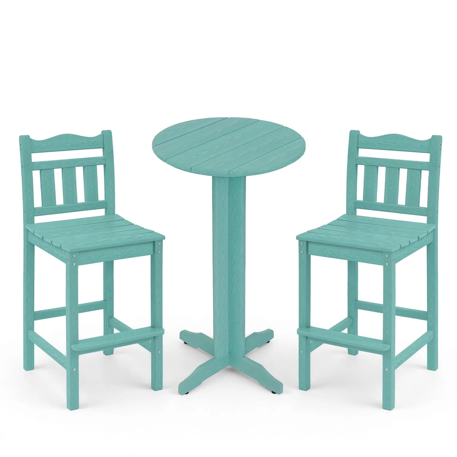 Durable Patio Dining Set with Waterproof, All Weather Bistro, 3 Pcs Outdoor Bar - Blue Model 67D9C5