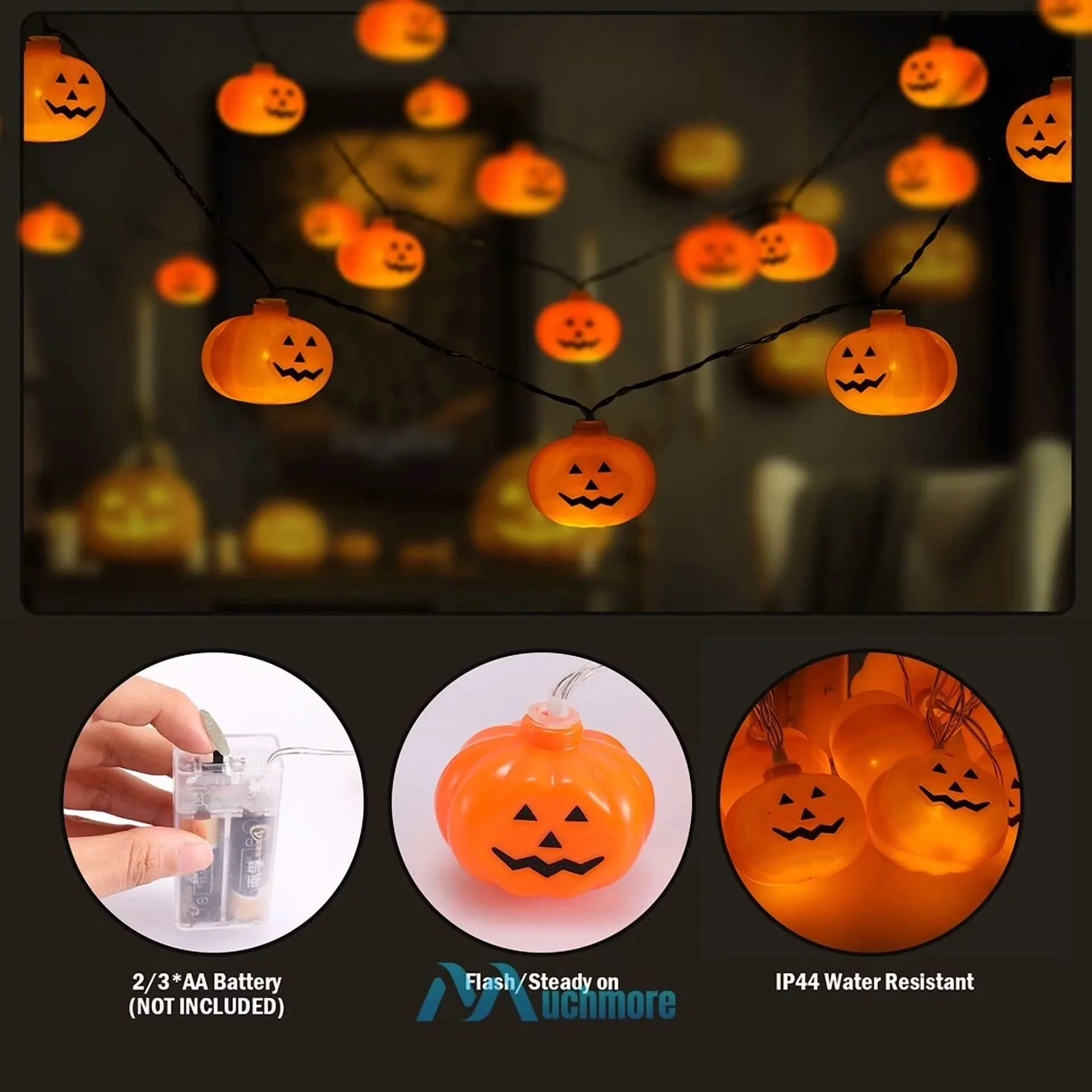 Innovative Led Lighting with LED, Halloween String Lights, Easy to use and practical for everyone. - Orange, Black, Multicolor Model 068FB4