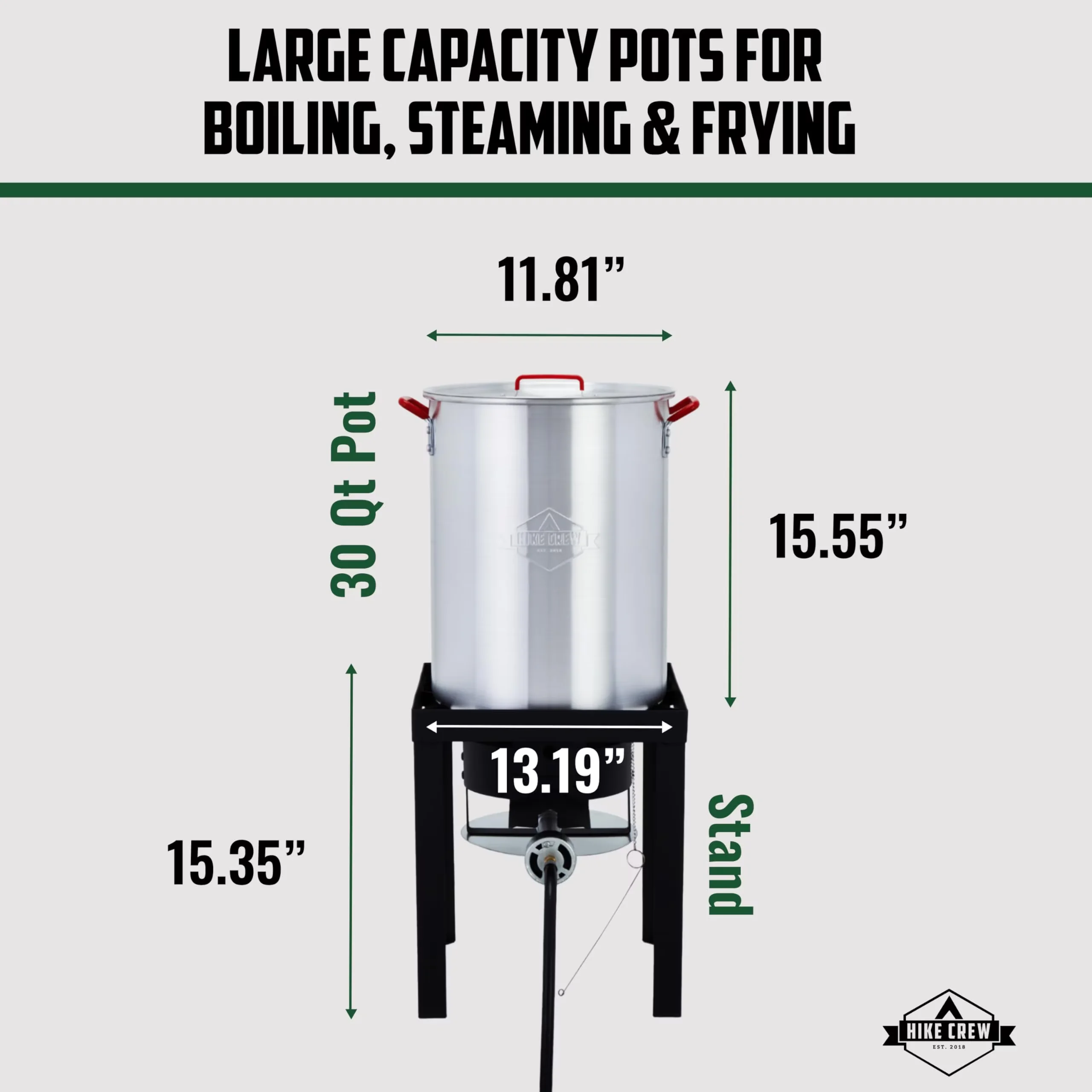 Sleek Outdoor Fryer with 10Qt Turkey Pot, Stand & More, 10-Piece Turkey Kit W/30Qt Boiler Pot - Gray Model 8EA345
