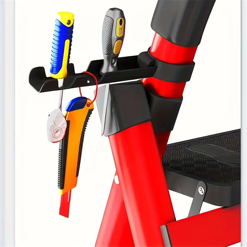 Compact Ladders And Step Stool with Collapsible, Anti-Slip Treads - Plastic Red Model 6C3E2F