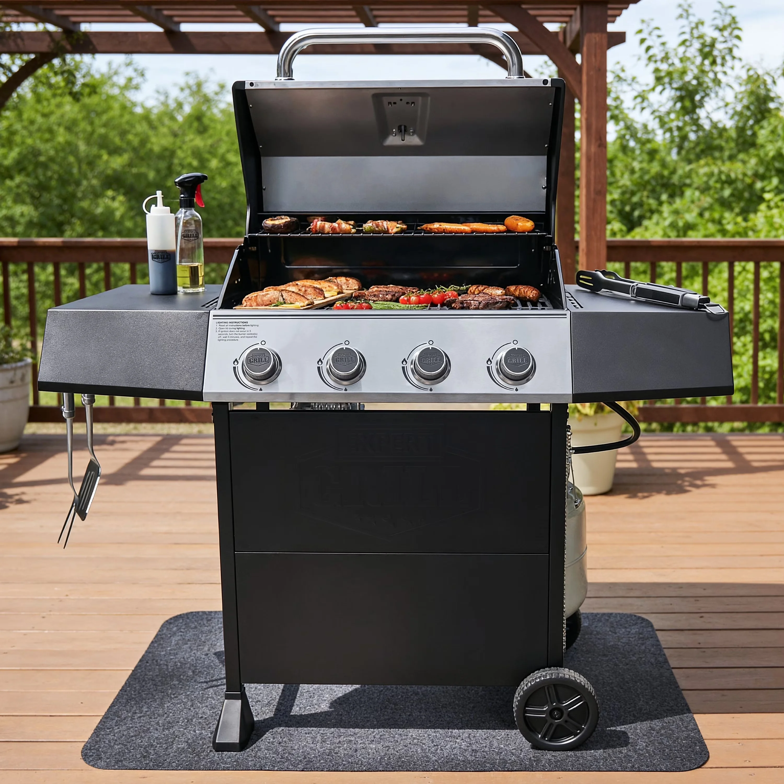 Gas Grill Versatile with Rust Resistant, Heat Thermometer - Powder-Coated Steel Silver Model 0354F5