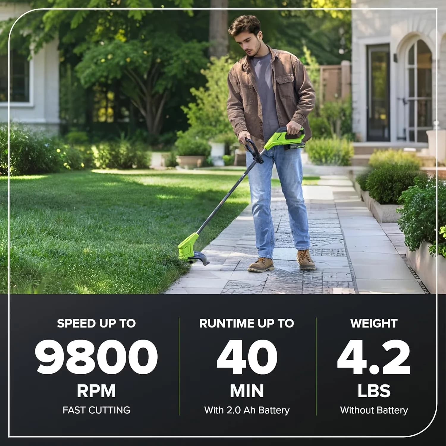 String Trimmer Quality with Battery, 24V, 24V 10" BR Kit - Green - Modern Design Model D47521