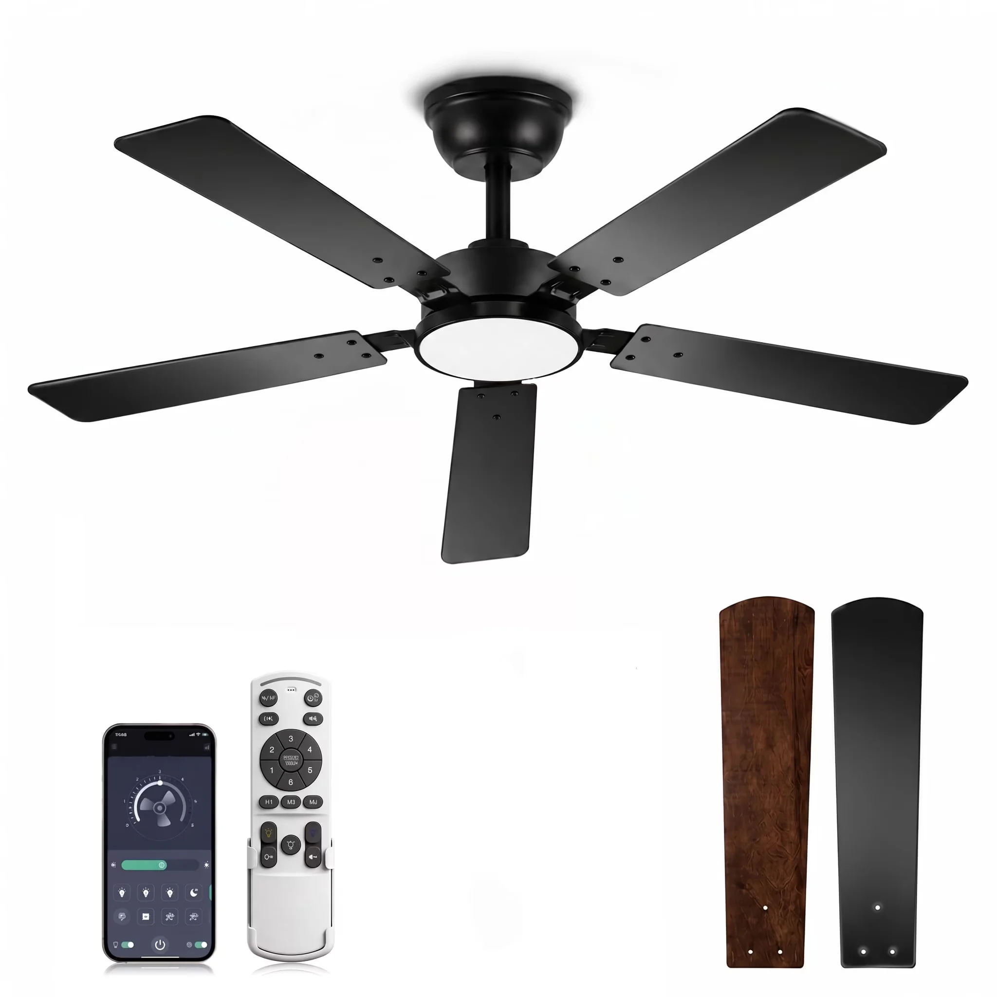 Ceiling Fan Premium with LED, Modern, 52 Inch for Living Room, Bedroom - Model A31A0D