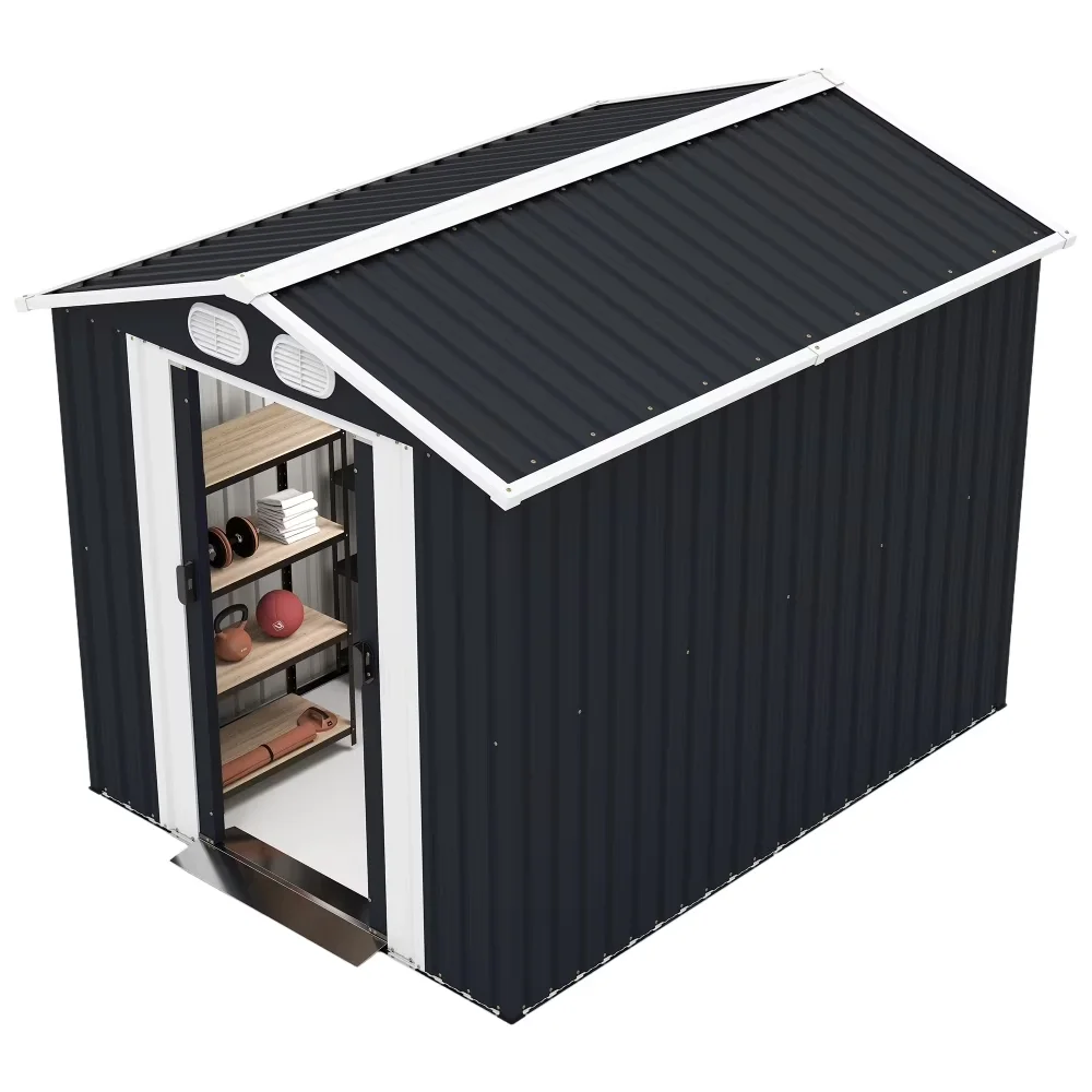 Shed Classic with Water-Resistant, Rot Resistant - Gray Metal for Garden, Patio Model BA119E