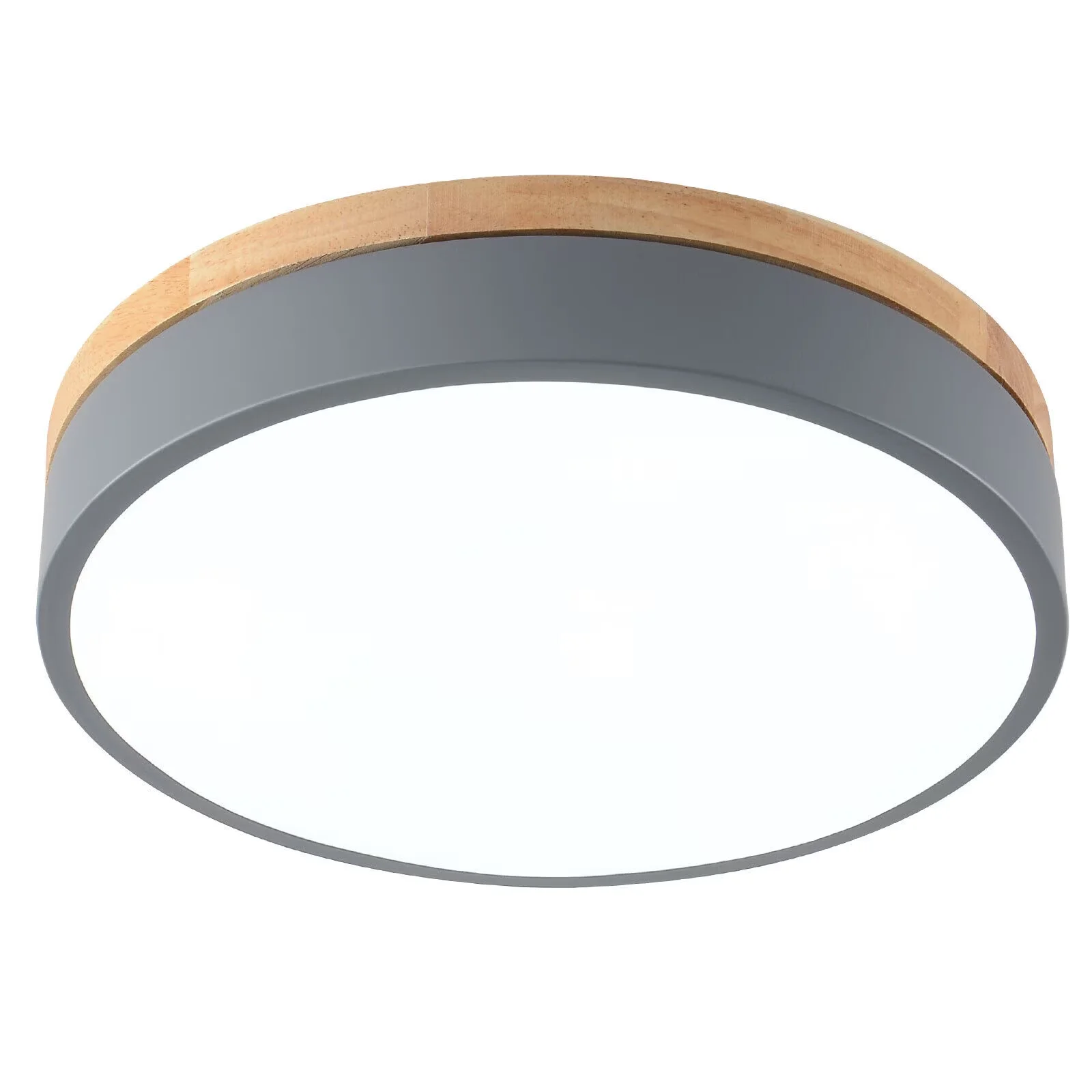 Ceiling Lights Fixture Modern with LED, 24W, Led Original Wood Lamp Grey - Iron, Oak Gray Model B09EDD