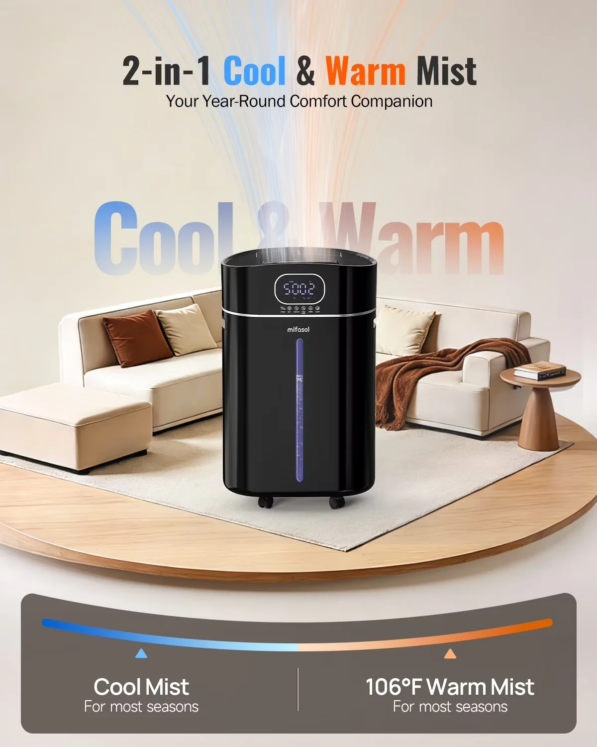 Quality Humidifier with Empty Tank Indicator, Water Level Indicator, Remote Controlled - Black for Home Model AE7843