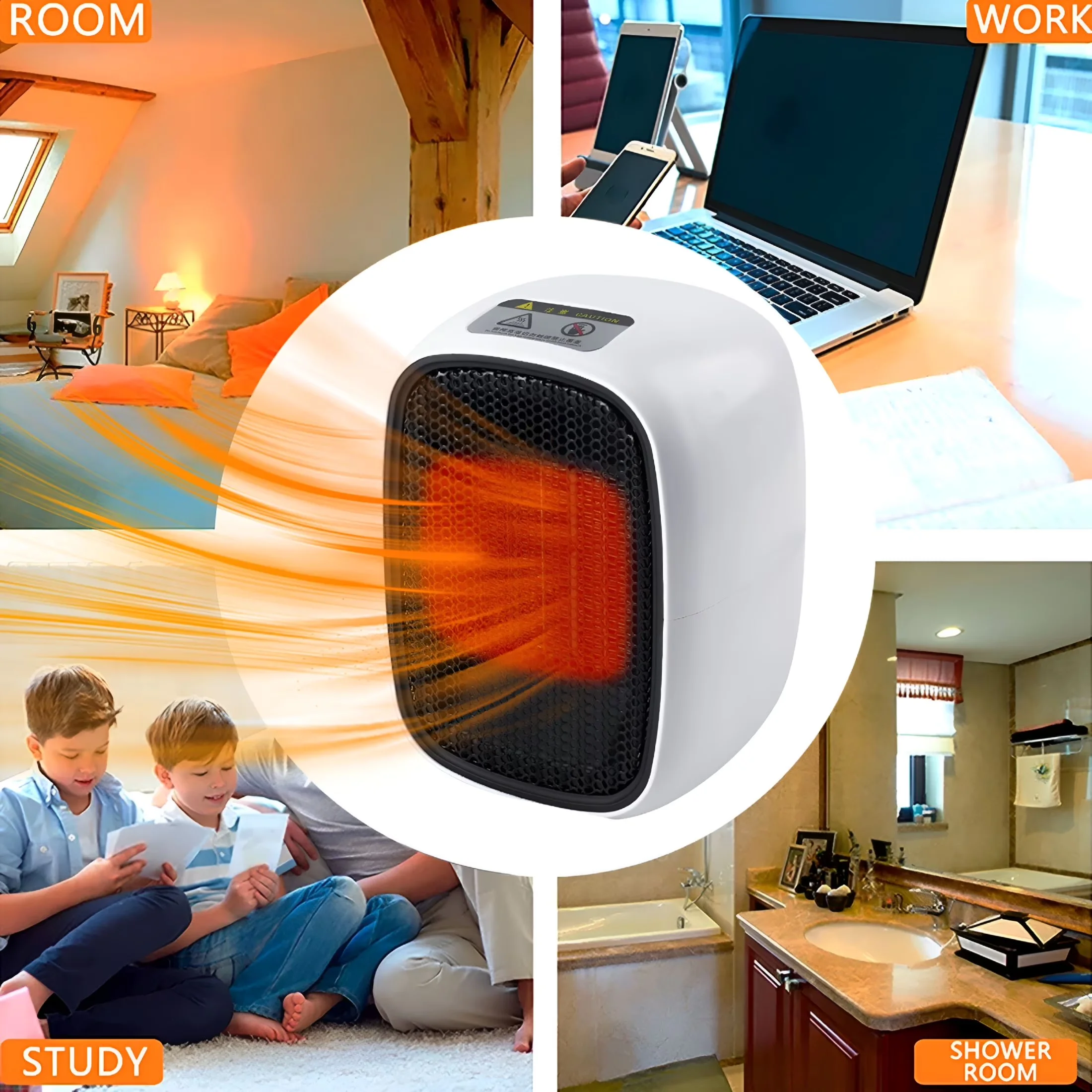 Portable And Electric Space Heater Premium with 500W, Automatic Shutoff - Model AE68F7