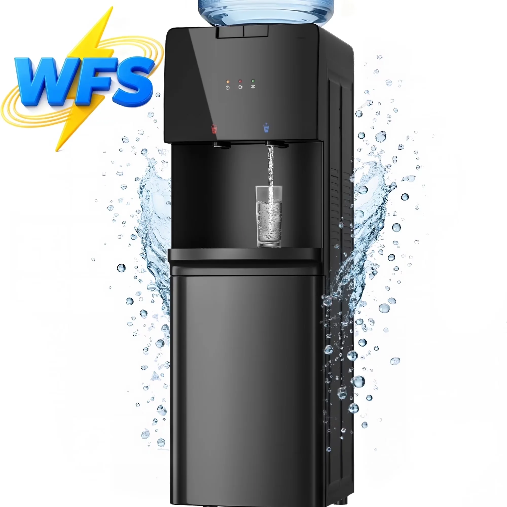 Quality Water Filtration with Child Safely Lock, Top Loading Double Temperature Dispenser - Plastics Black Model E50225