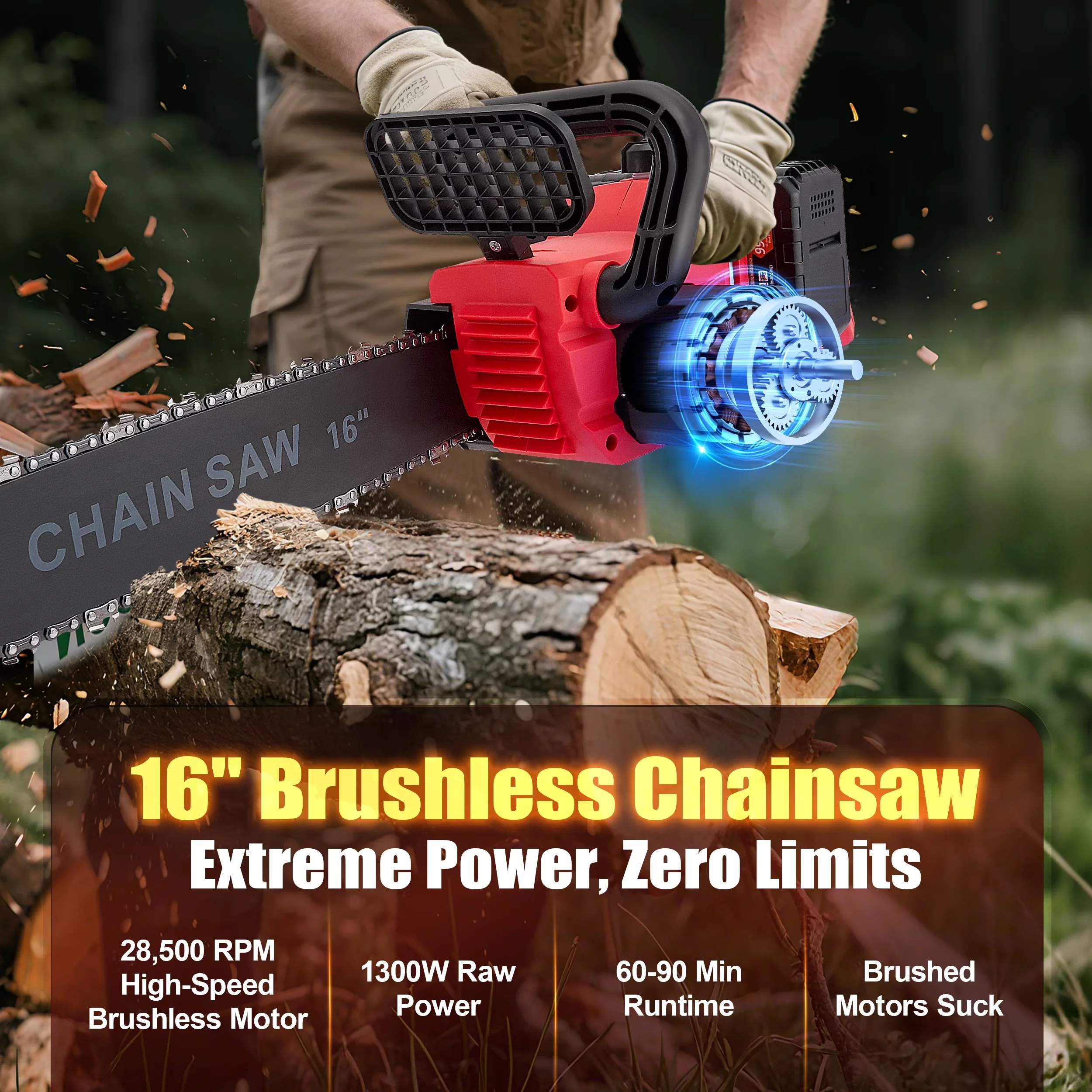 Essential Chainsaw with Battery, 42V, Automatic Chain Oiler for Everyday Use - Model 8A8936
