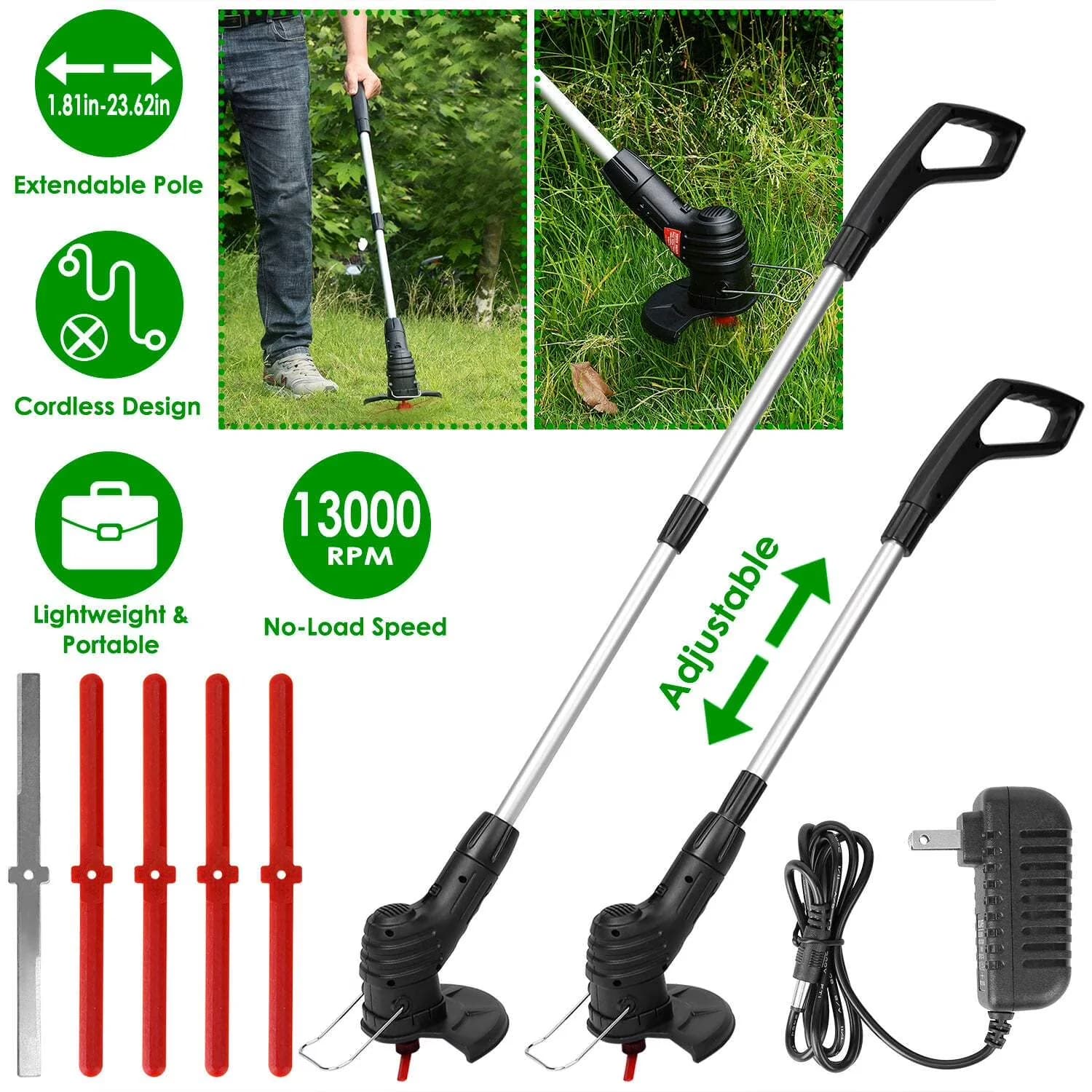 Sleek String Trimmer with Battery, Electric Cordless Grass - Reliable Performance Model 10D5E6