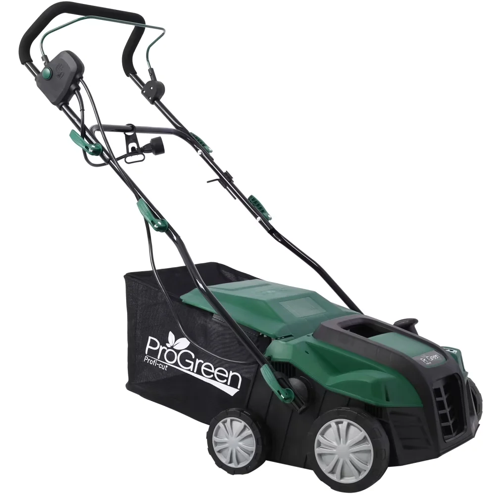 Premium Push Mower with Folding Handle, Collection Bag - Green Electric Model E6EF39