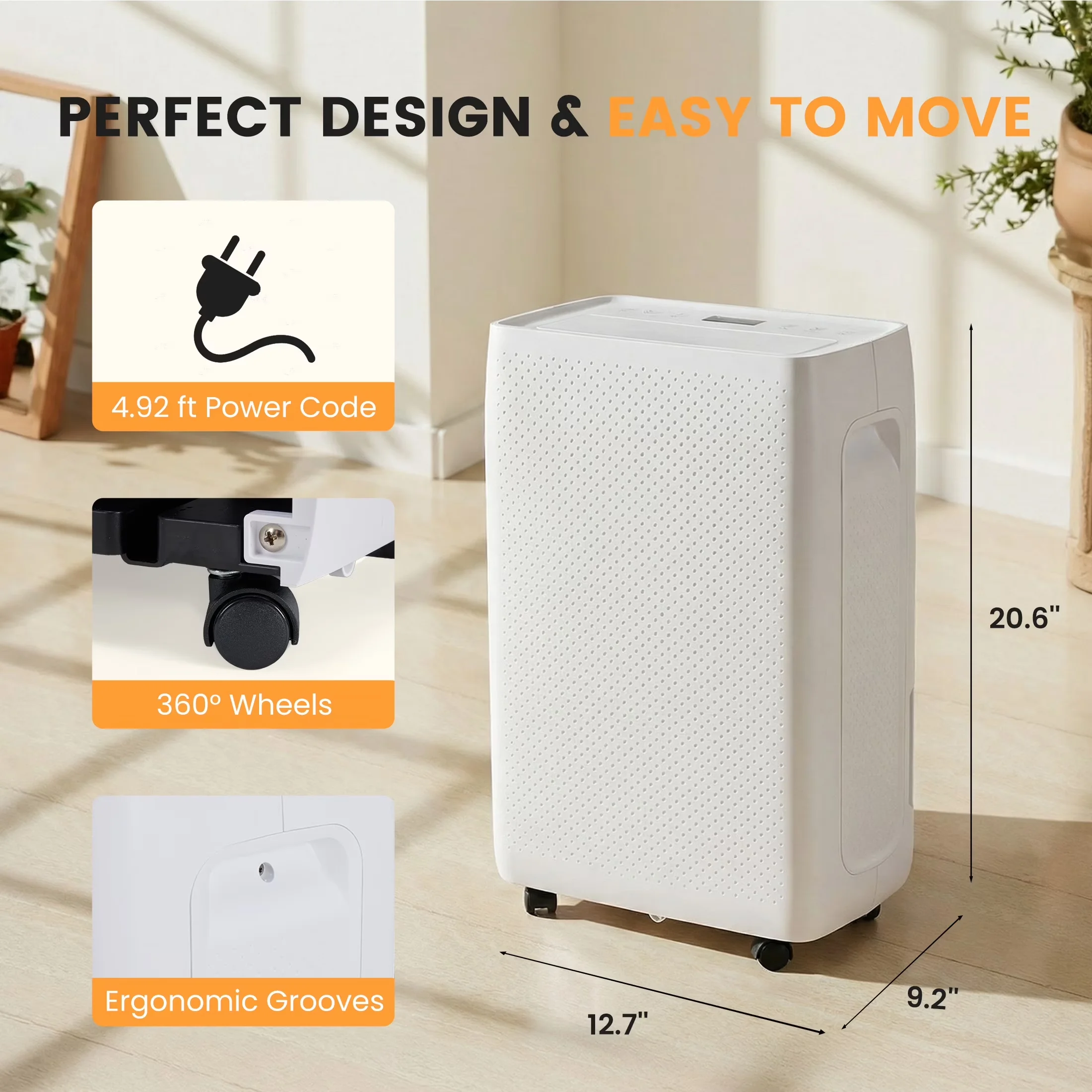 Quality Dehumidifier with Automatic Shut-Off, 30 Pint - White for Large, Home Model 4EAF26