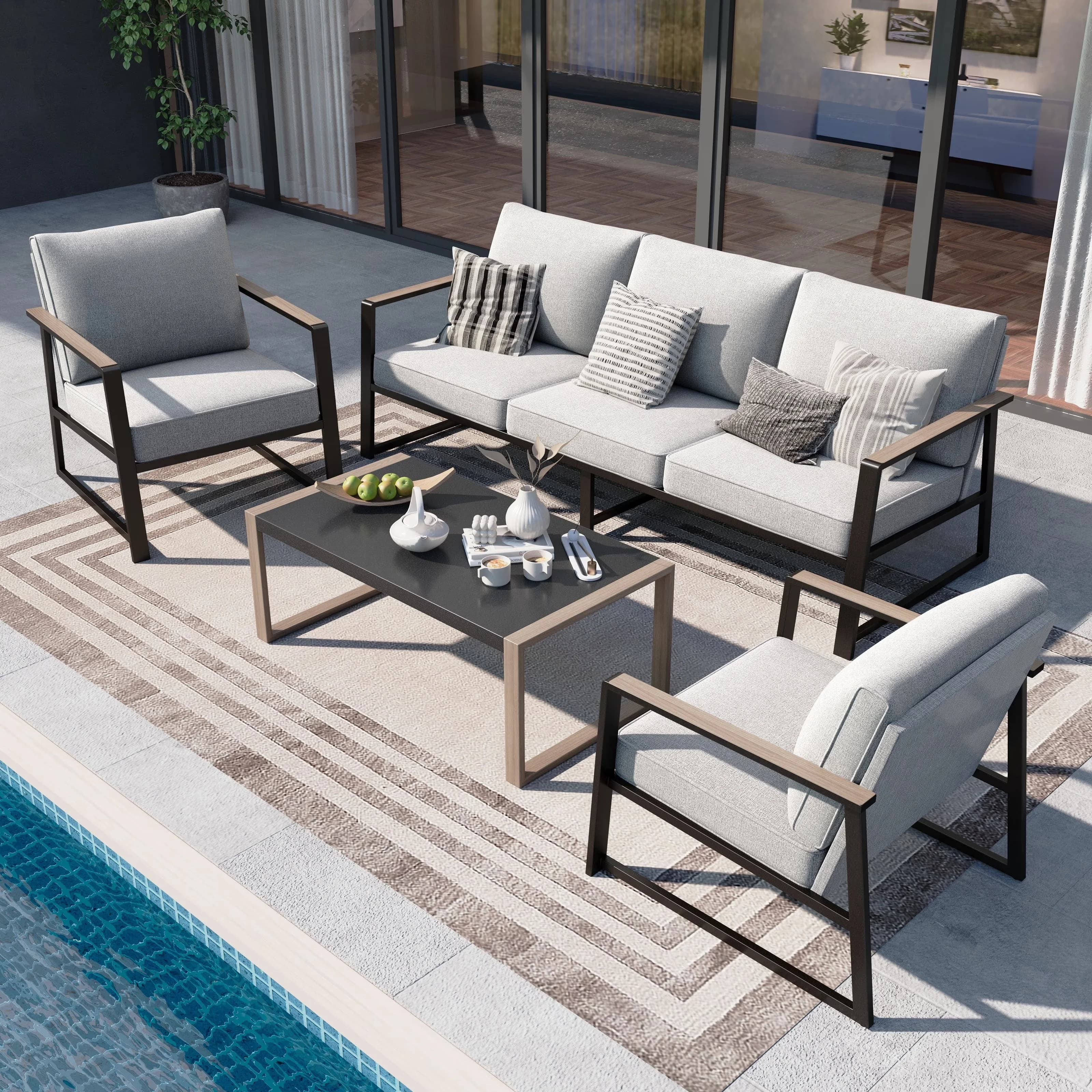 Professional Patio Conversation Set with Weatherproof, Gray - Seat - Traditional Style Model A581C1