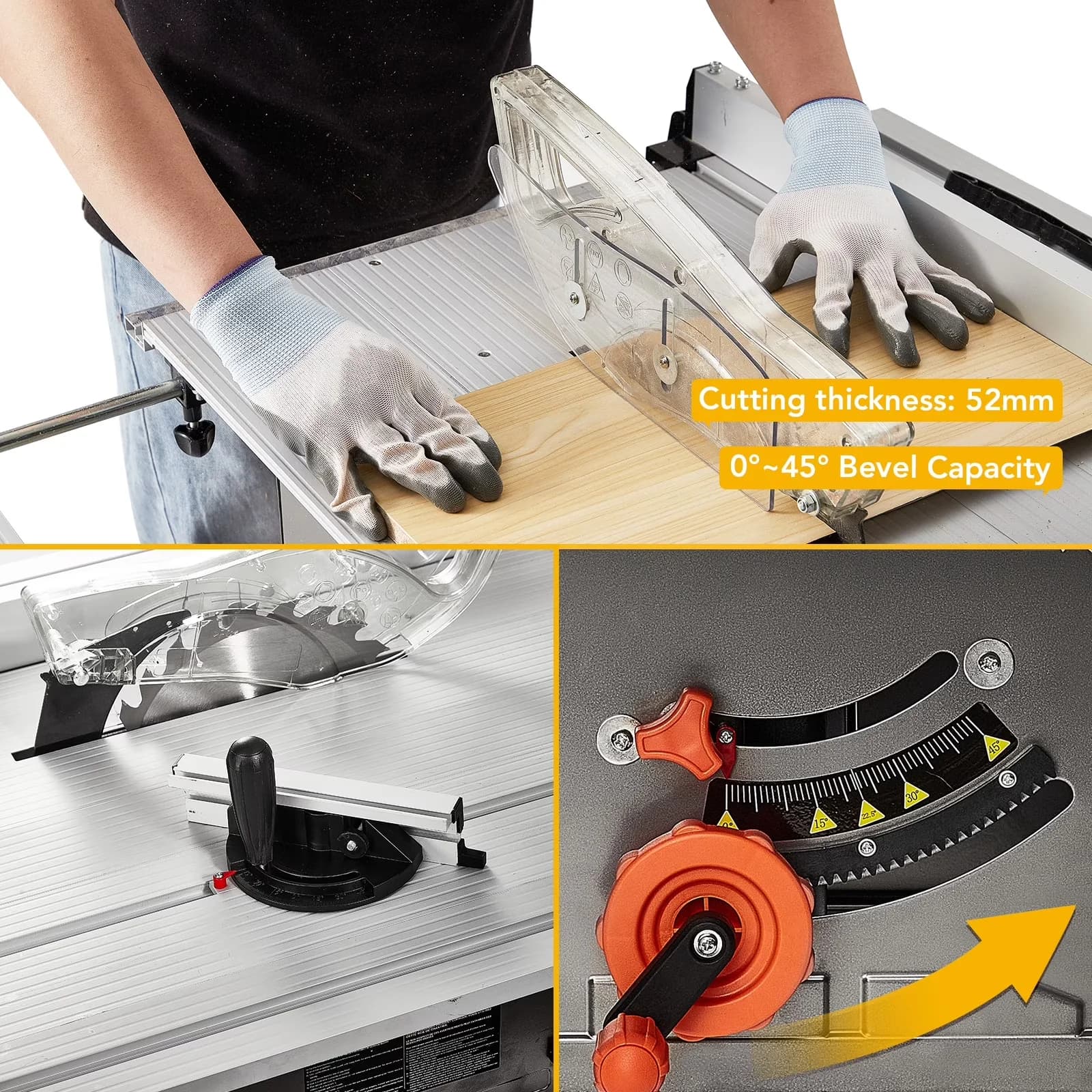 Power Saw Sleek with Adjustable, Push Stick, 10inch 15A Portable Table - Model C975A9