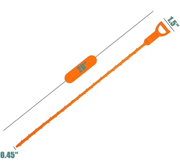 Reliable Plumbing with Bendable, Clog Remover Tool, Hair Shower Drain Tool - Orange for Kitchen, Bathroom Model 6E5A4B